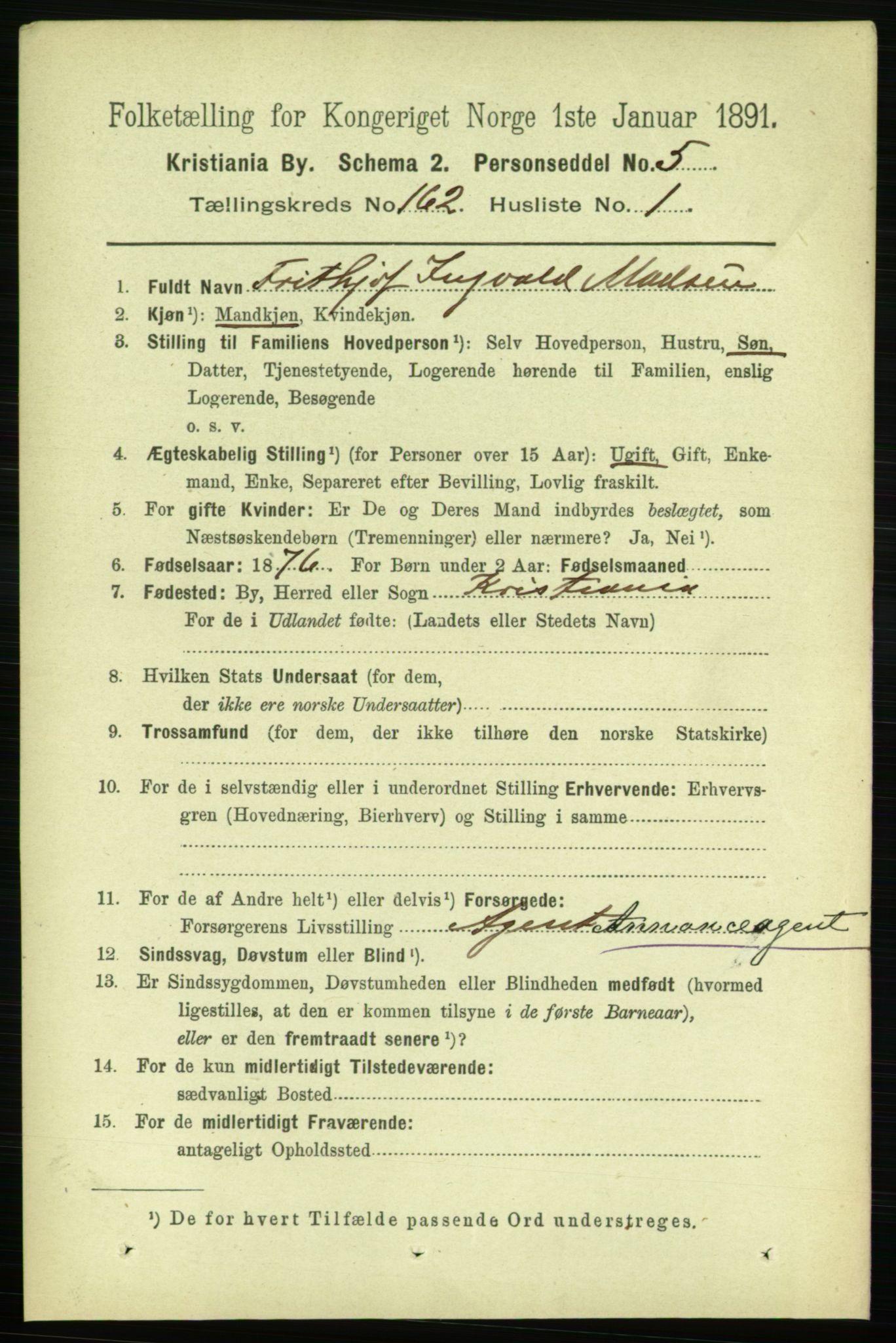 RA, 1891 census for 0301 Kristiania, 1891, p. 92584