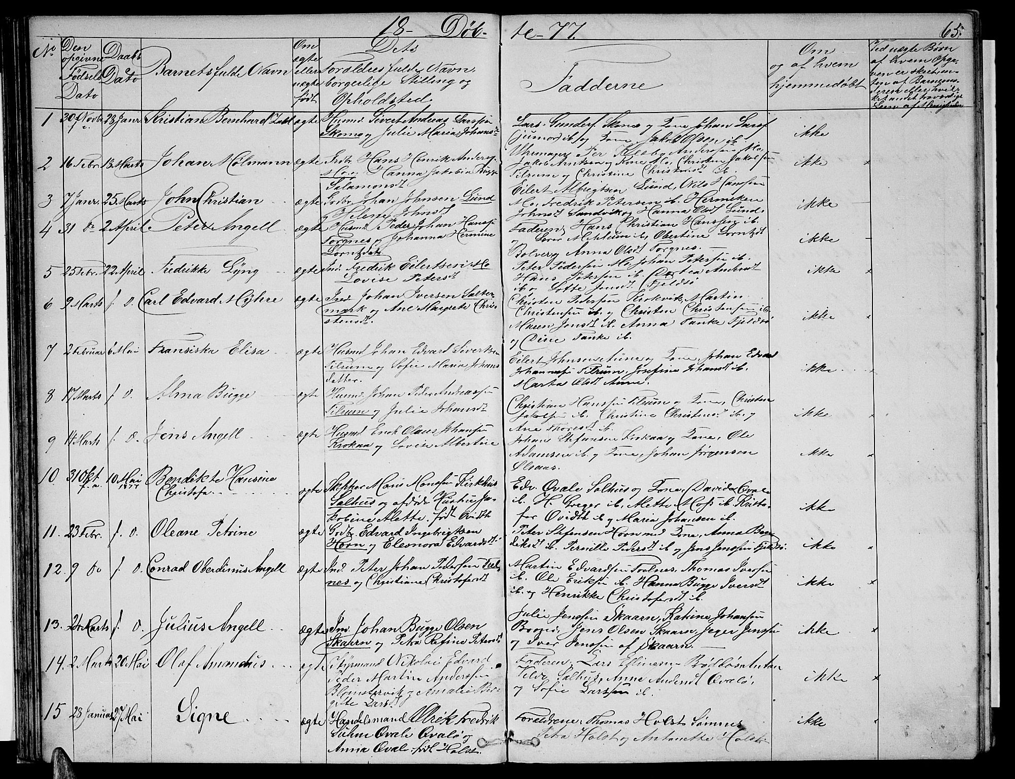 Ministerialprotokoller, klokkerbøker og fødselsregistre - Nordland, SAT/A-1459/813/L0212: Parish register (copy) no. 813C04, 1864-1886, p. 65