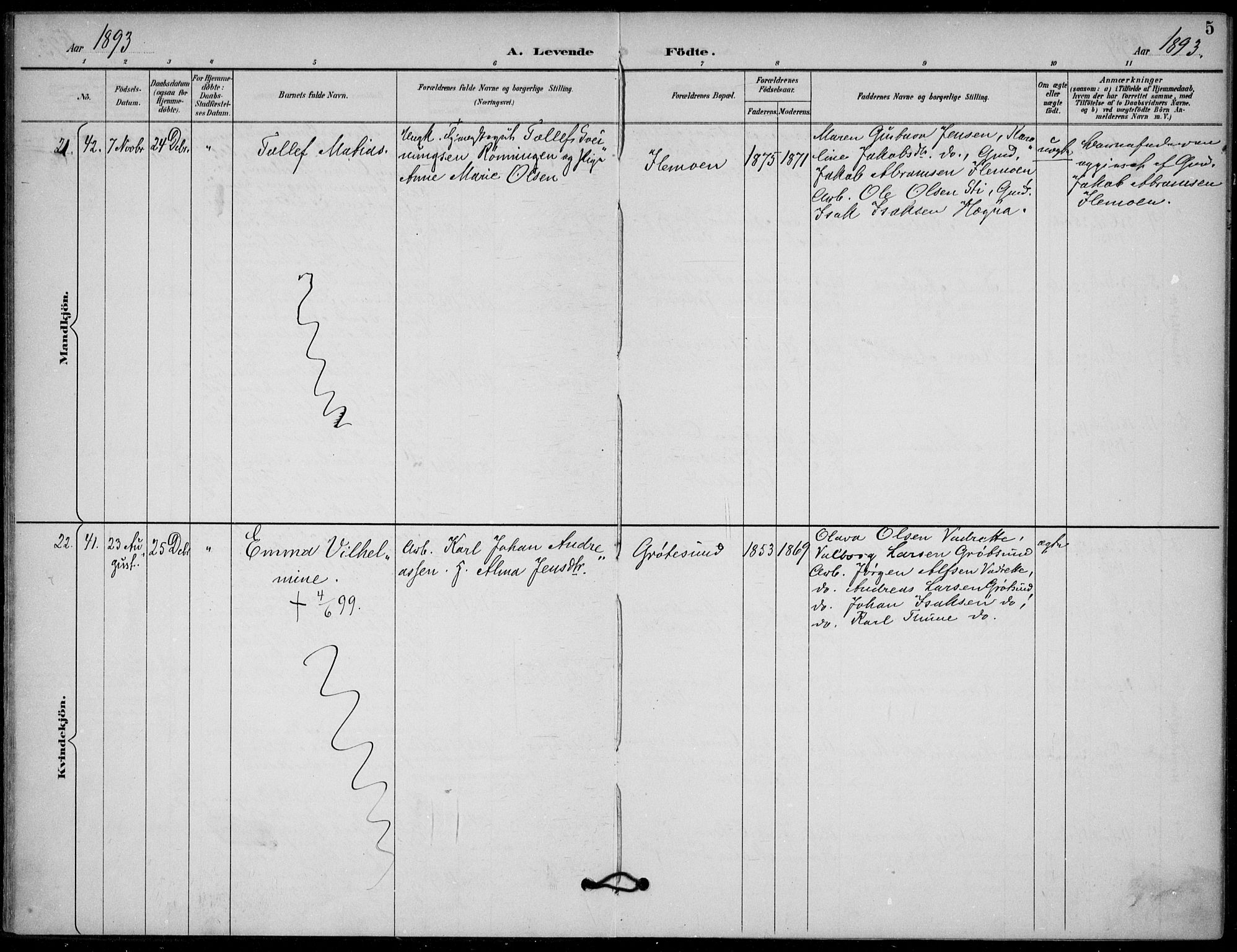 Solum kirkebøker, AV/SAKO-A-306/F/Fb/L0002: Parish register (official) no. II 2, 1893-1901, p. 5