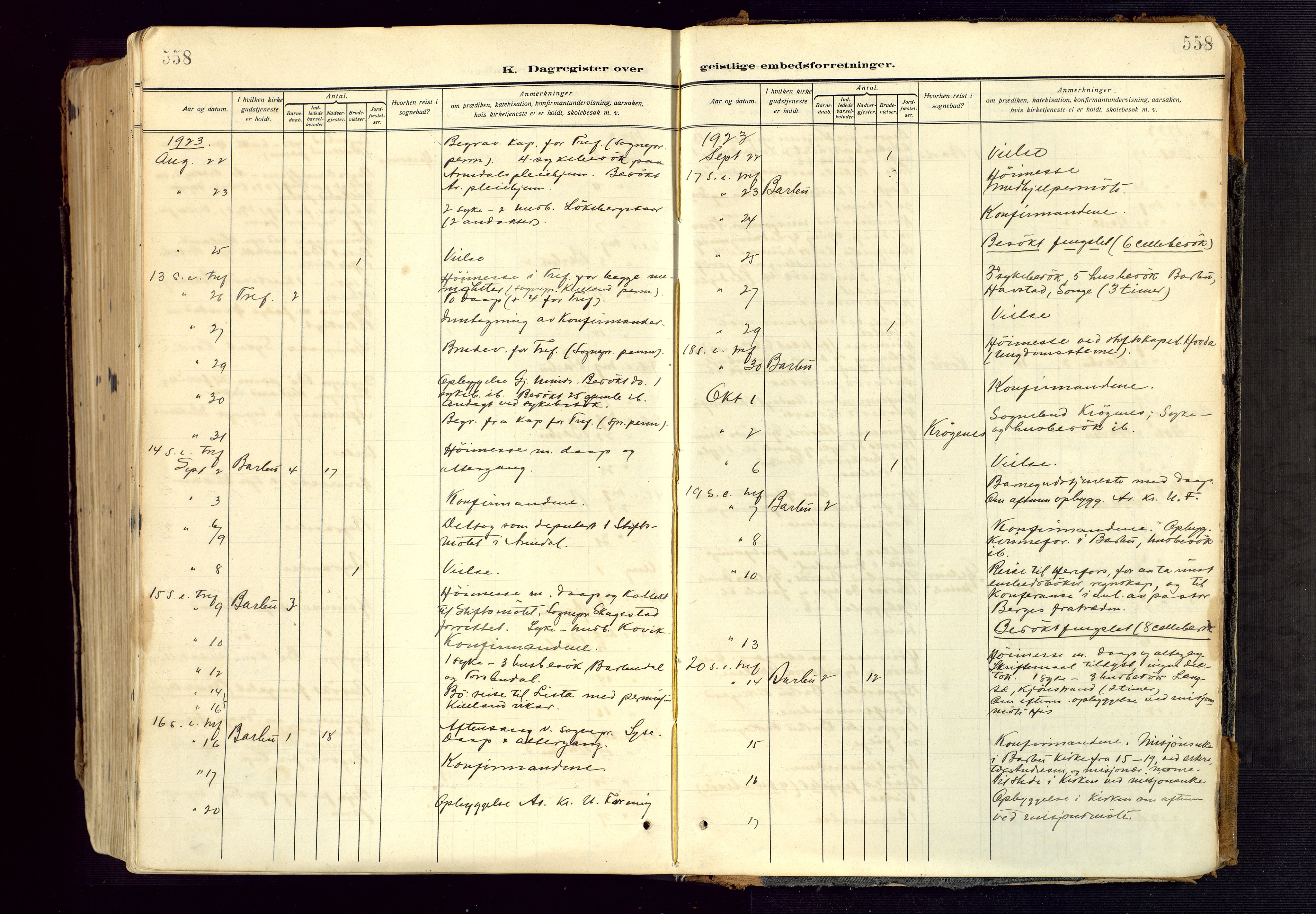 Barbu sokneprestkontor, SAK/1111-0003/F/Fa/L0006: Parish register (official) no. A 6, 1910-1929, p. 558