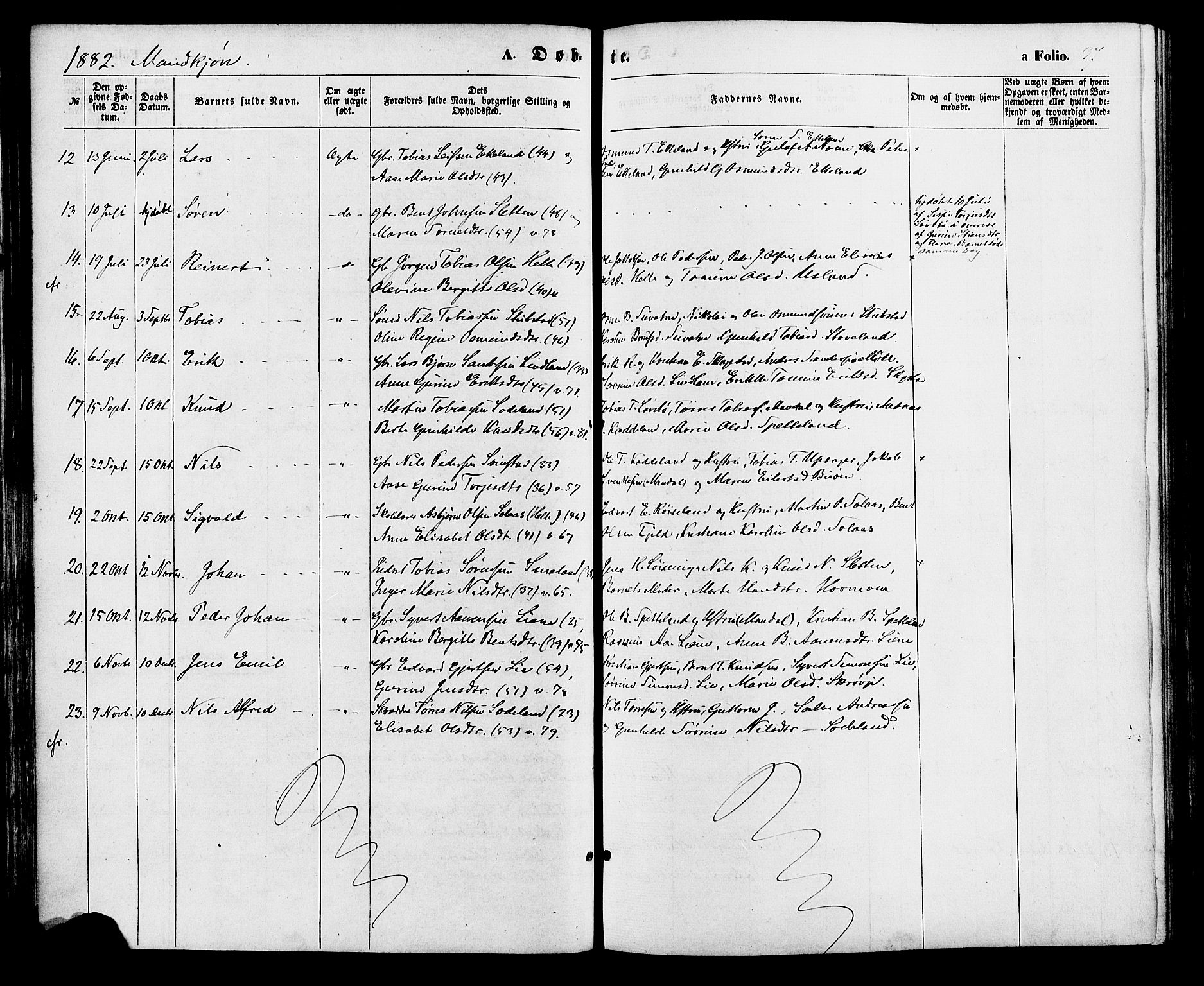 Holum sokneprestkontor, AV/SAK-1111-0022/F/Fa/Faa/L0006: Parish register (official) no. A 6, 1865-1883, p. 37