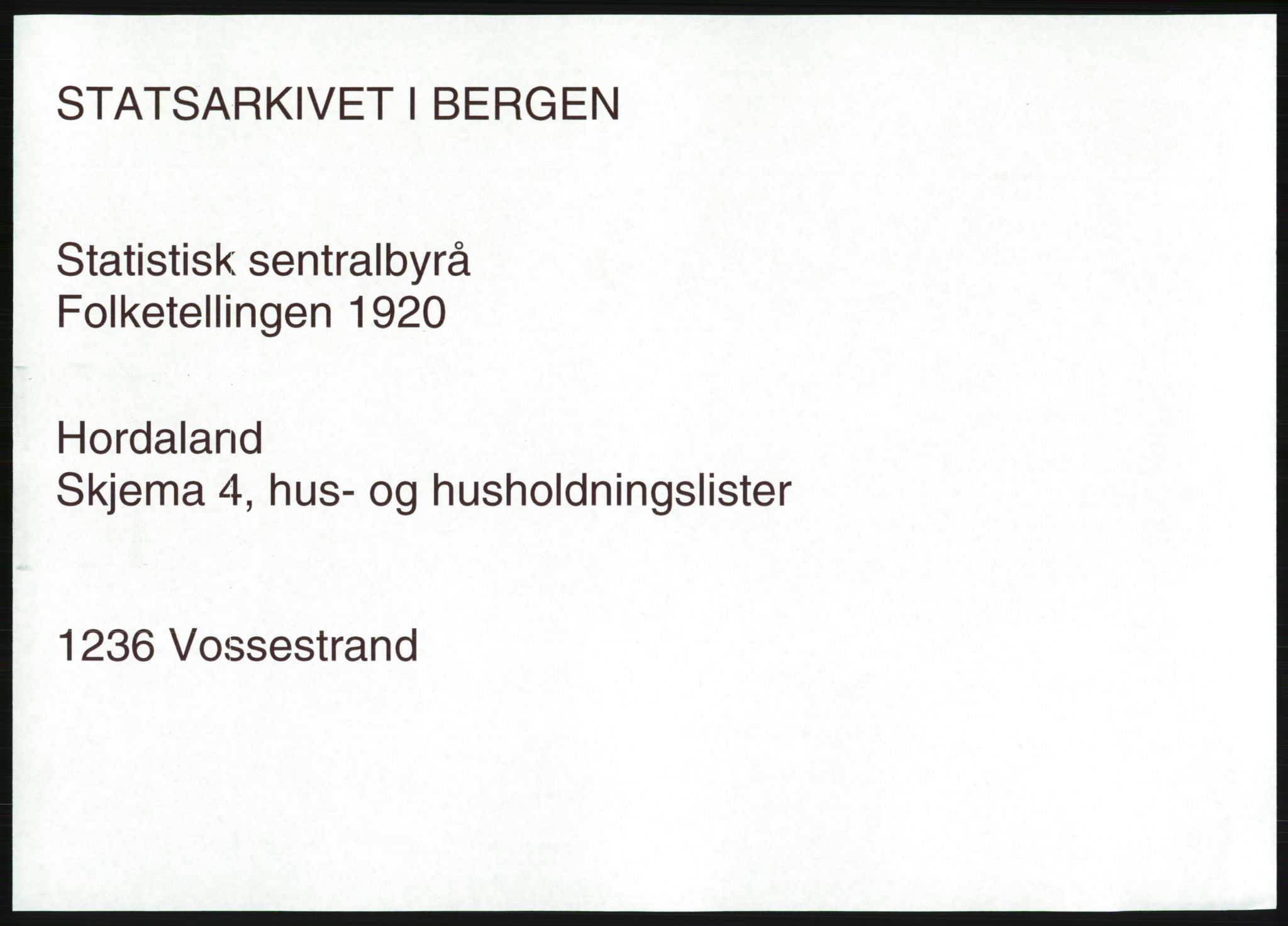 SAB, 1920 census for Vossestrand, 1920, p. 34