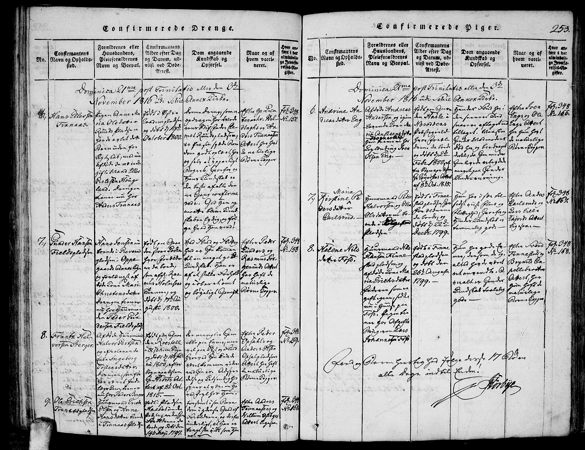 Kråkstad prestekontor Kirkebøker, SAO/A-10125a/F/Fa/L0003: Parish register (official) no. I 3, 1813-1824, p. 253
