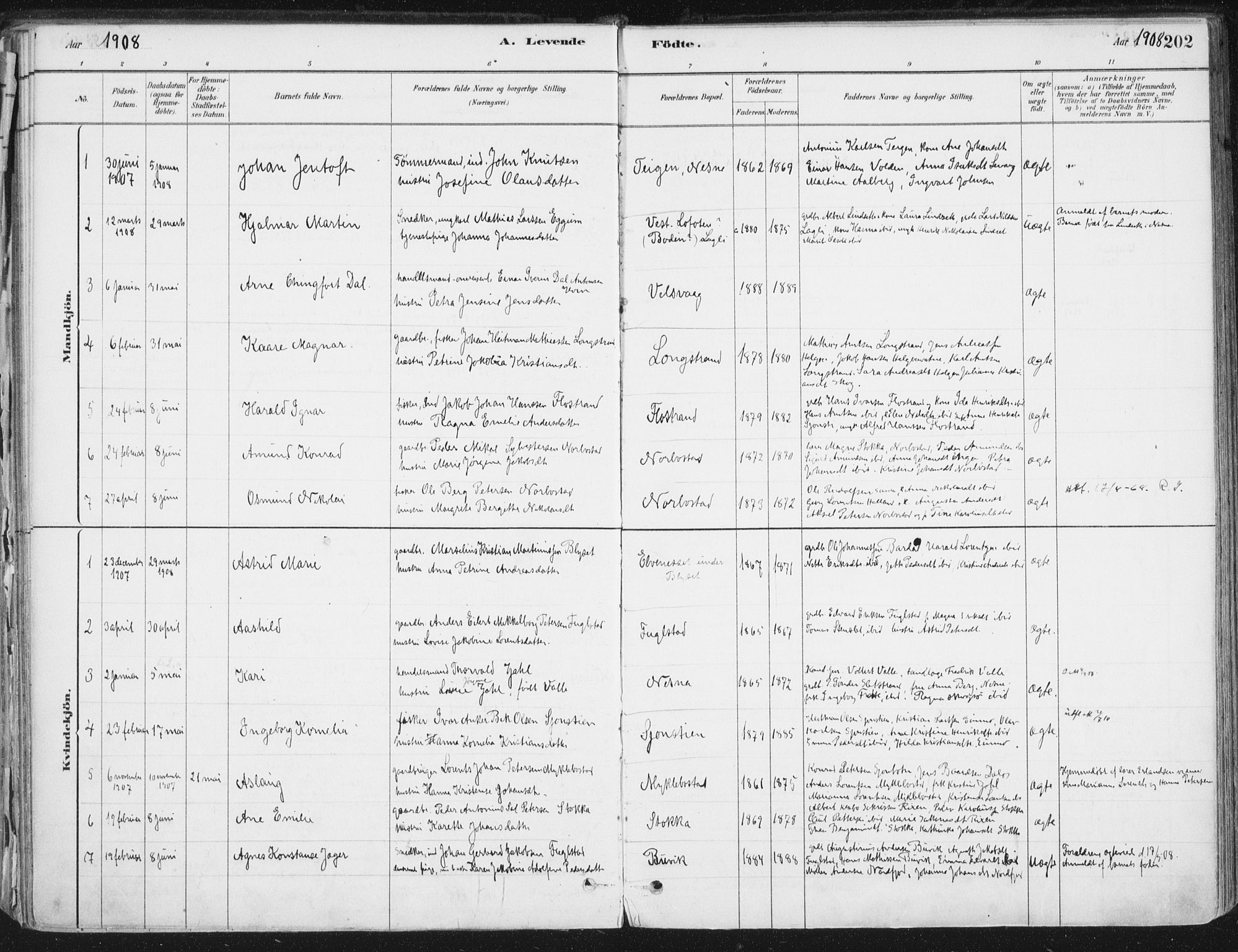 Ministerialprotokoller, klokkerbøker og fødselsregistre - Nordland, AV/SAT-A-1459/838/L0552: Parish register (official) no. 838A10, 1880-1910, p. 202