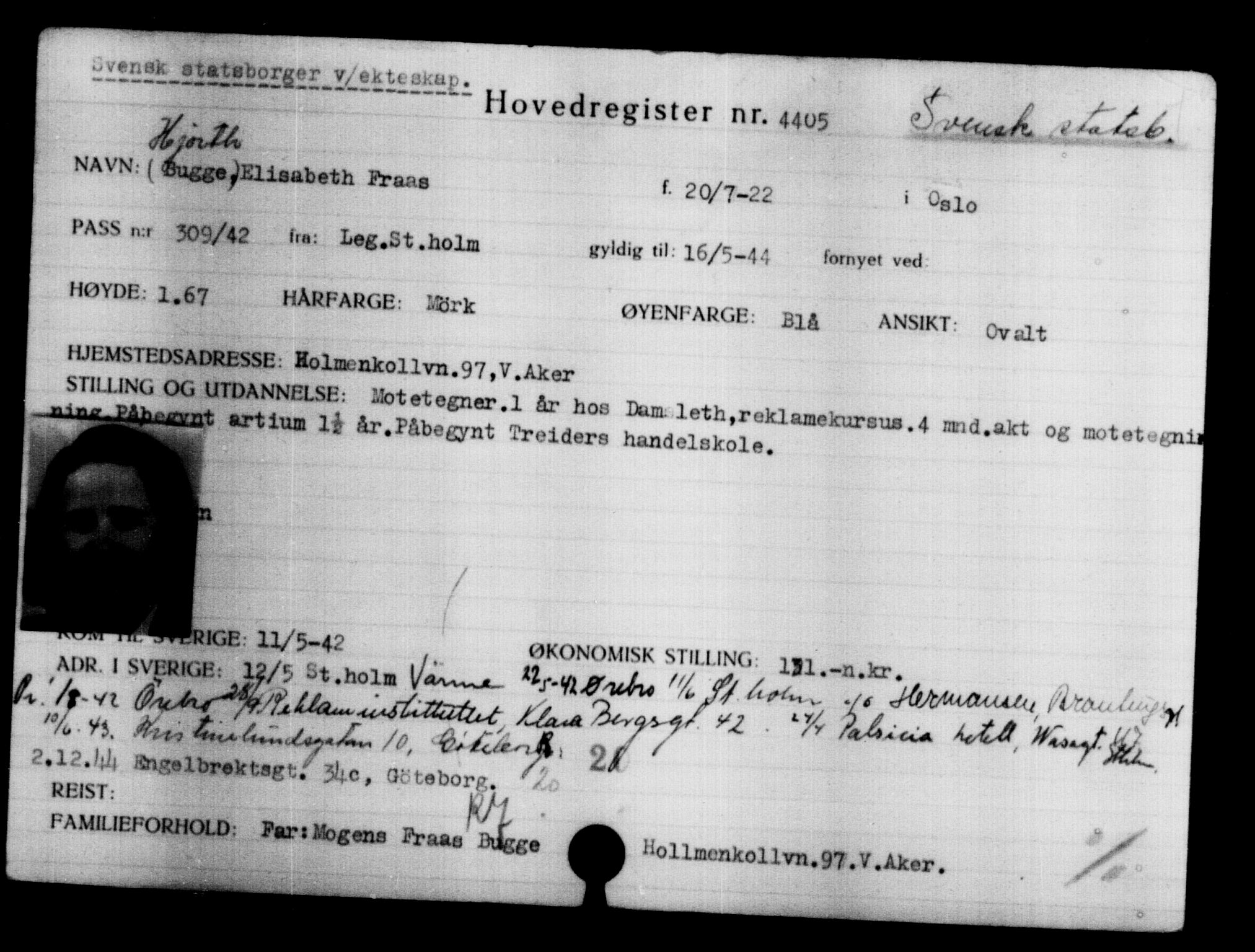 Utenriksstasjonene, Legasjonen i Stockholm, Flyktningkontoret, AV/RA-S-6753/V/Va/L0004: Kjesäterkartoteket, flyktninger med registreringsnr. 3496-6610, 1940-1945, p. 1104