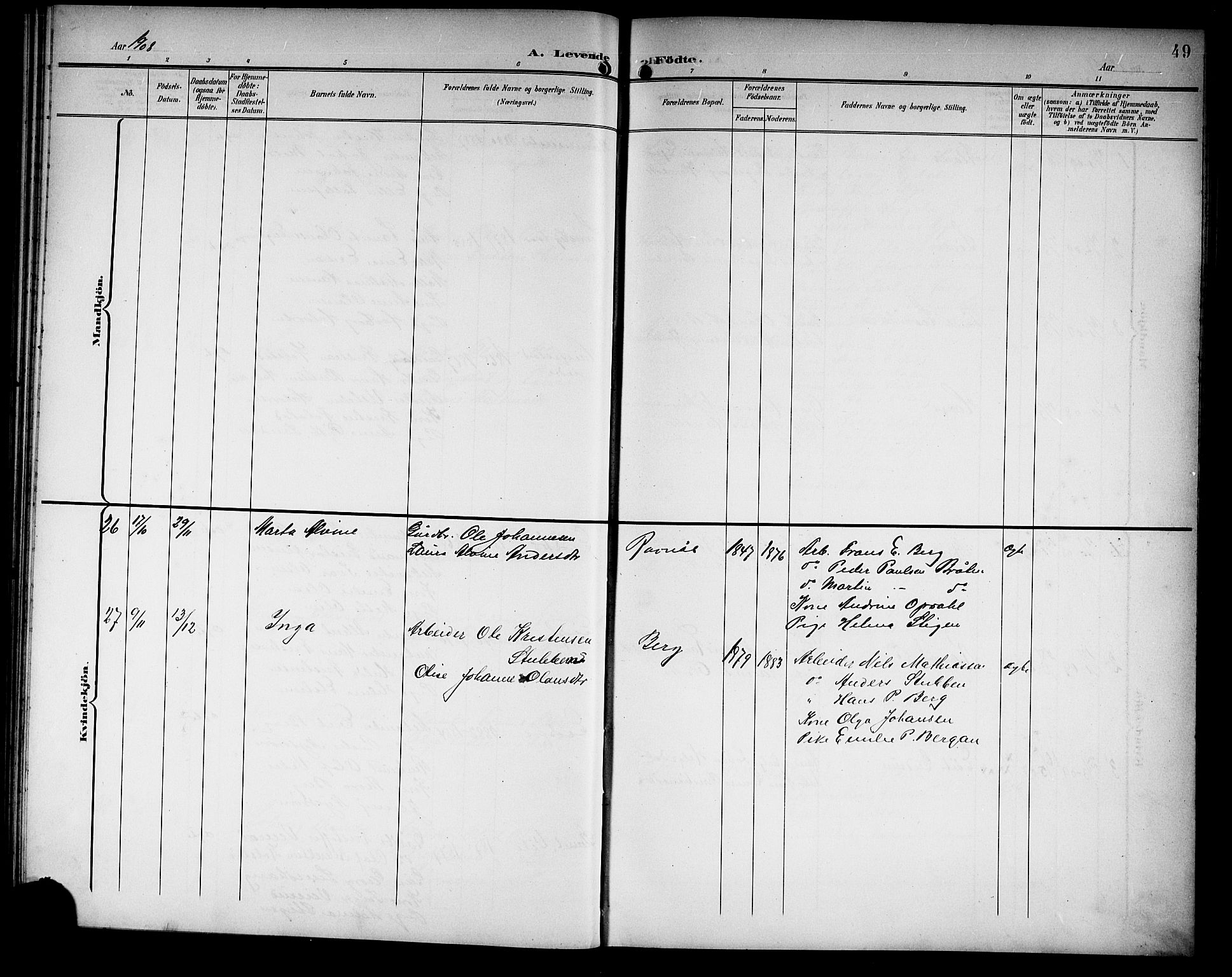 Hof kirkebøker, AV/SAKO-A-64/G/Ga/L0005: Parish register (copy) no. I 5, 1899-1922, p. 49