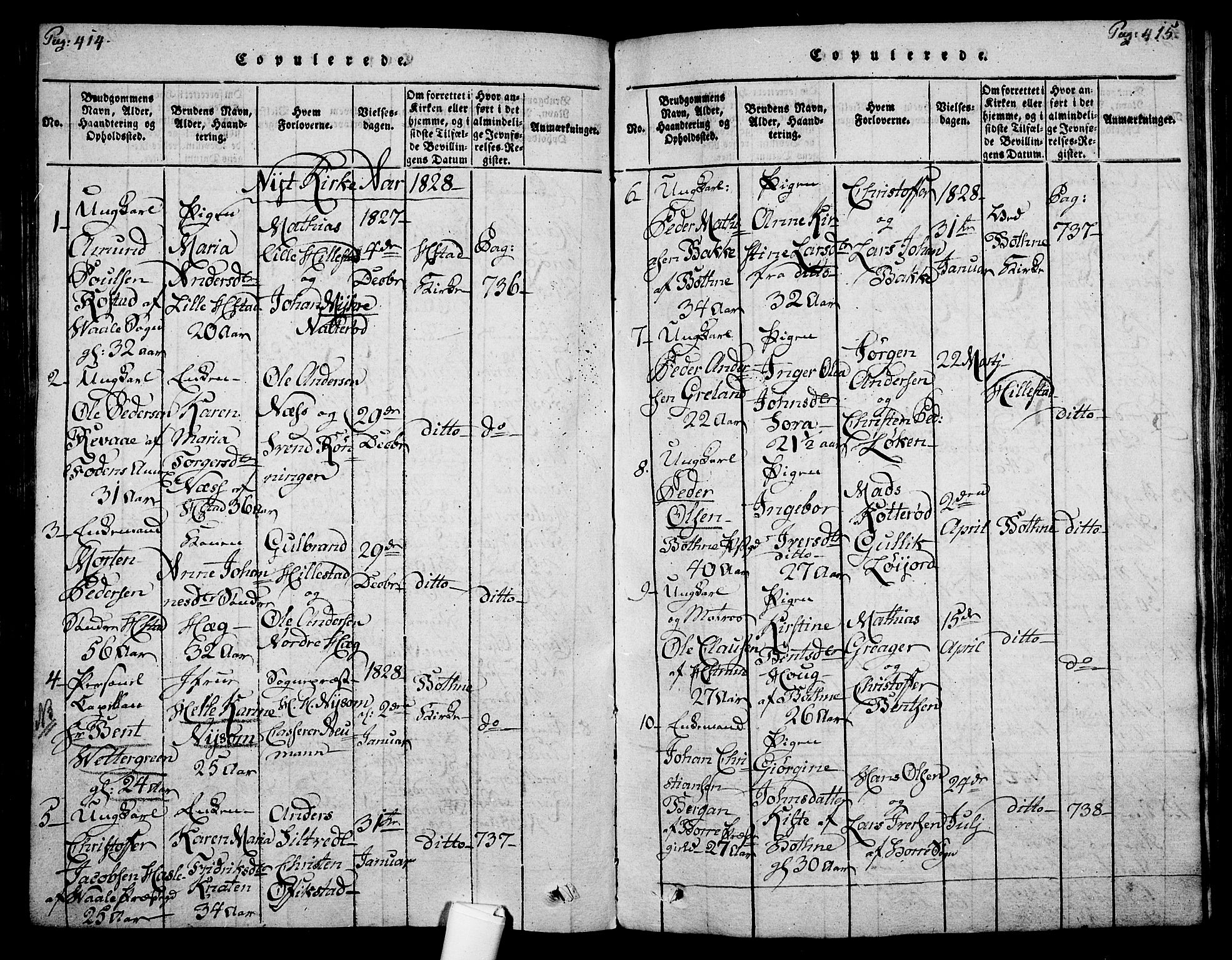 Botne kirkebøker, SAKO/A-340/F/Fa/L0005: Parish register (official) no. I 5, 1814-1836, p. 414-415