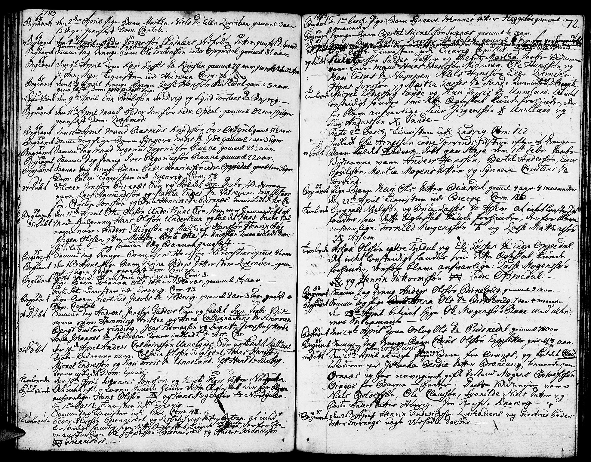 Gulen sokneprestembete, SAB/A-80201/H/Haa/Haaa/L0013: Parish register (official) no. A 13, 1776-1787, p. 72