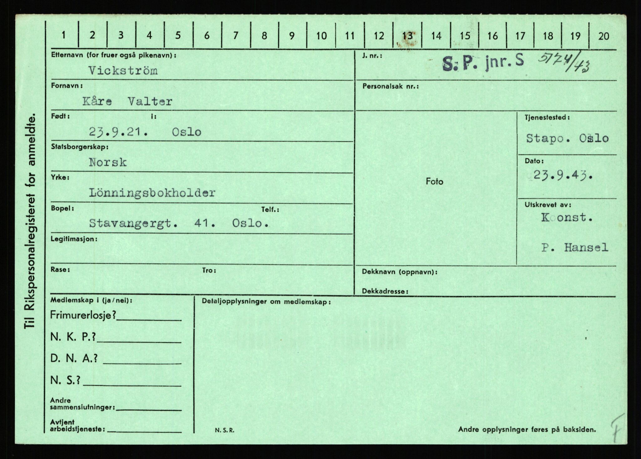 Statspolitiet - Hovedkontoret / Osloavdelingen, AV/RA-S-1329/C/Ca/L0016: Uberg - Øystese, 1943-1945, p. 1070