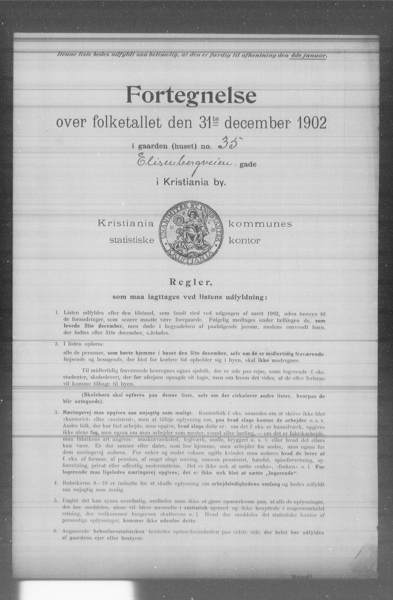 OBA, Municipal Census 1902 for Kristiania, 1902, p. 3851