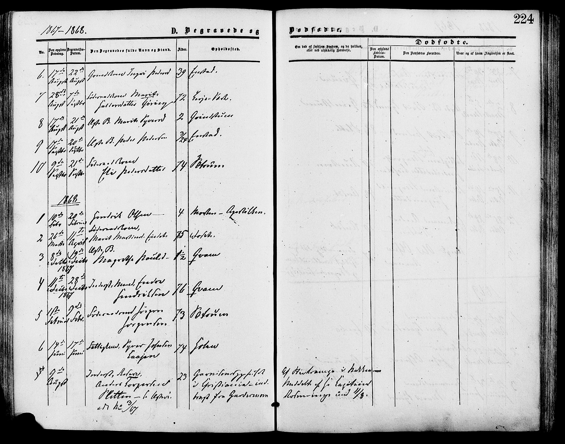 Lesja prestekontor, SAH/PREST-068/H/Ha/Haa/L0009: Parish register (official) no. 9, 1854-1889, p. 224