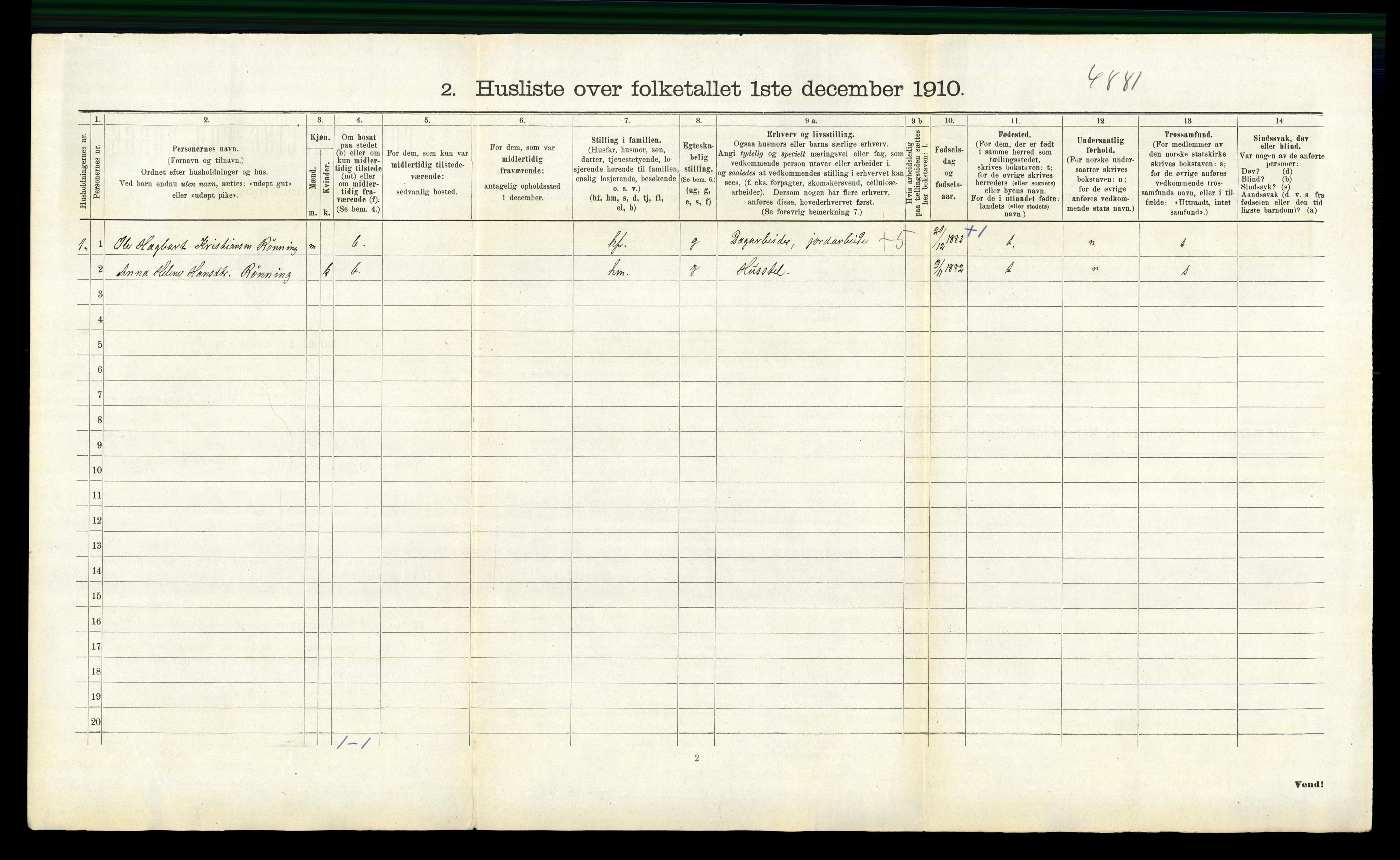 RA, 1910 census for Våler, 1910, p. 319