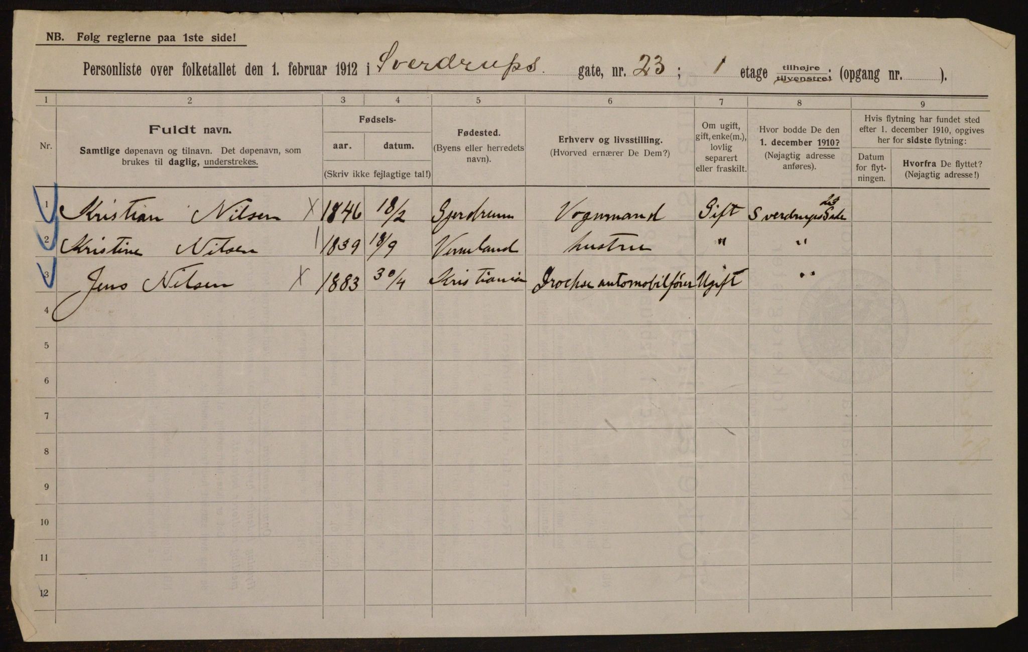 OBA, Municipal Census 1912 for Kristiania, 1912, p. 105788