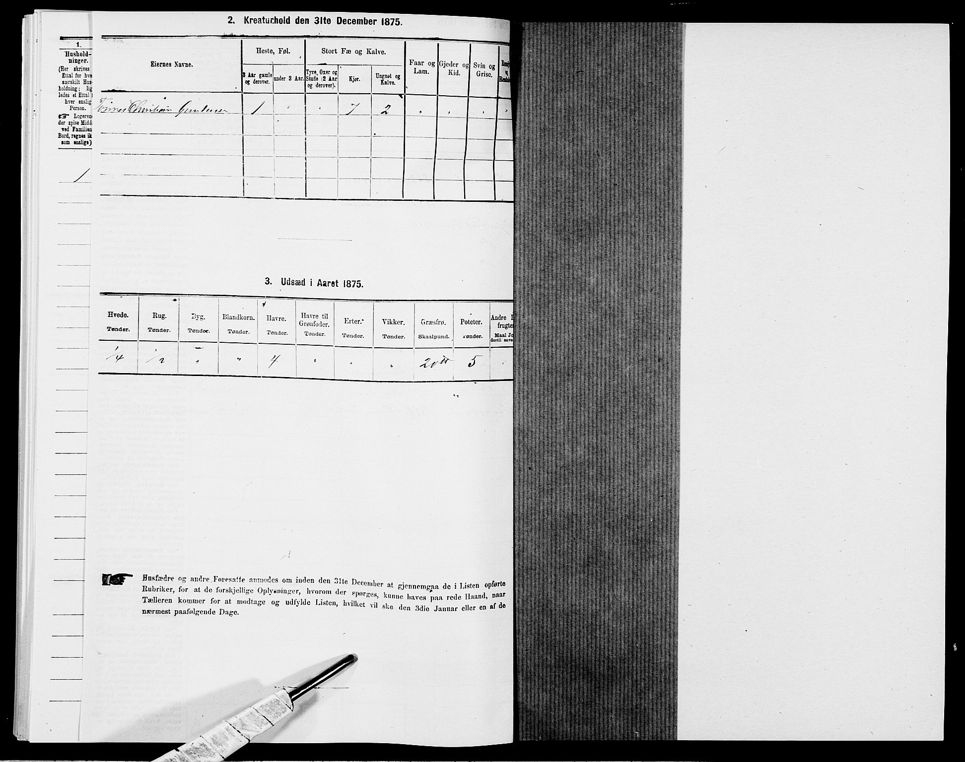 SAK, 1875 census for 1013P Tveit, 1875, p. 171