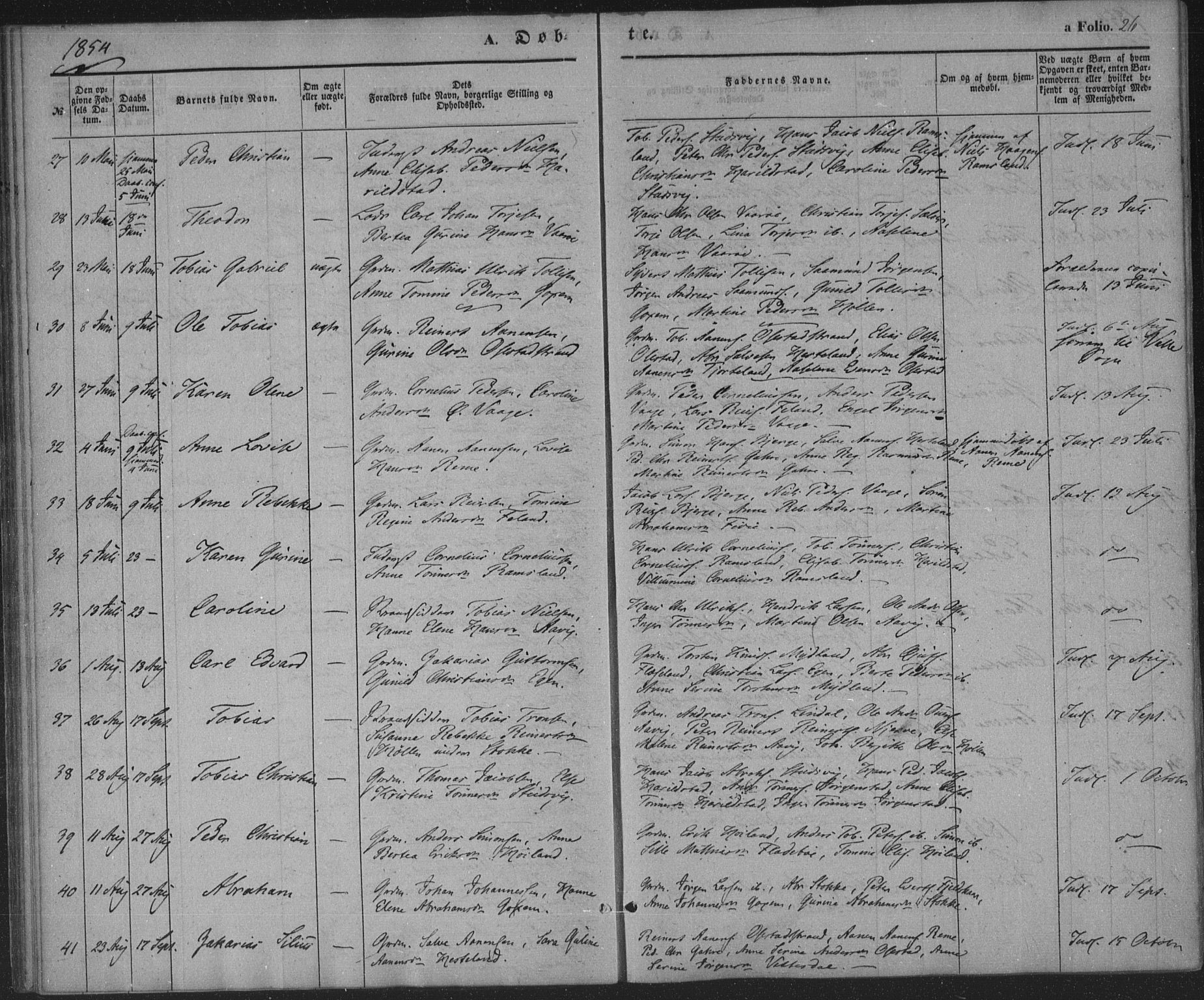 Sør-Audnedal sokneprestkontor, SAK/1111-0039/F/Fa/Faa/L0002: Parish register (official) no. A 2, 1848-1867, p. 26