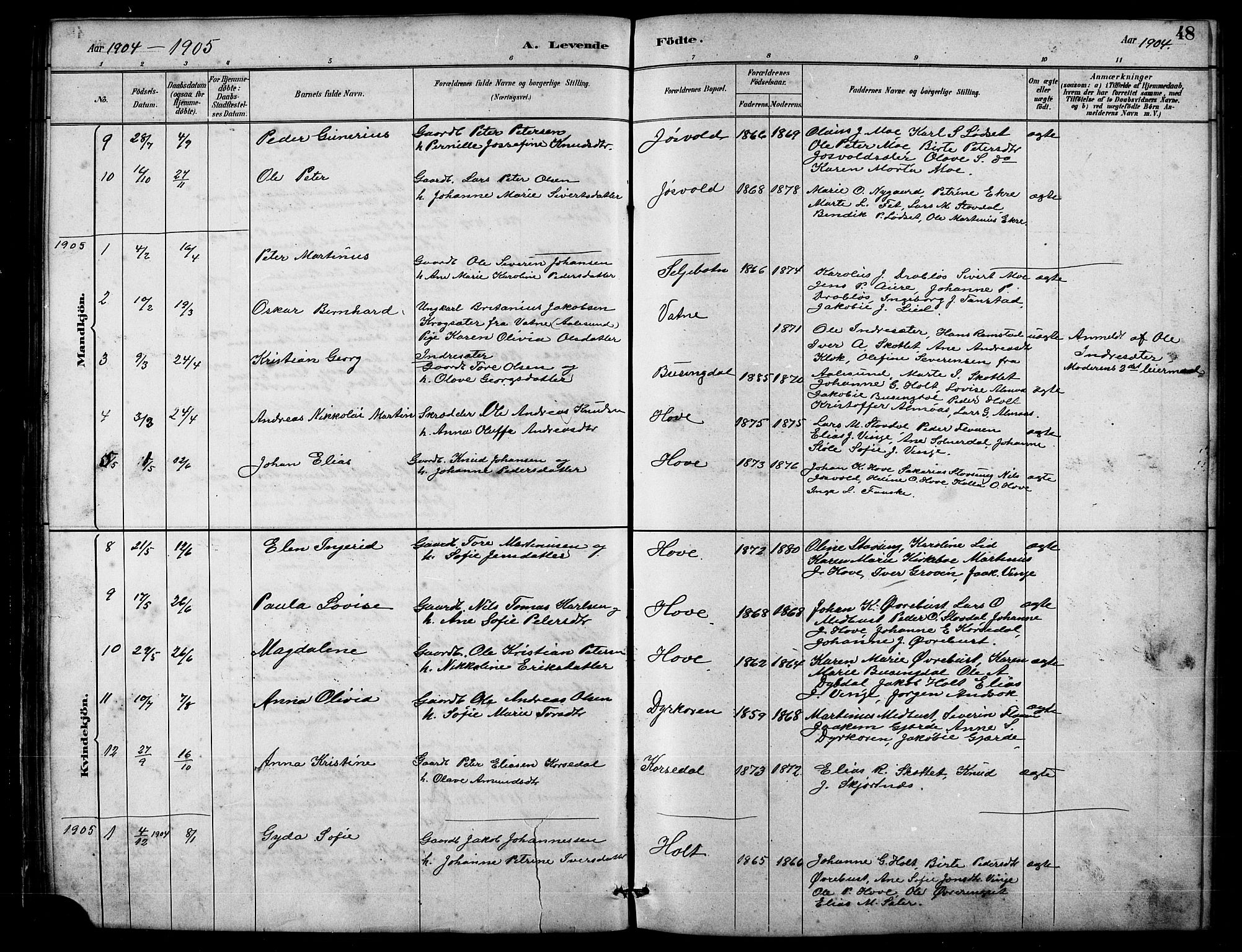 Ministerialprotokoller, klokkerbøker og fødselsregistre - Møre og Romsdal, SAT/A-1454/521/L0302: Parish register (copy) no. 521C03, 1882-1907, p. 48
