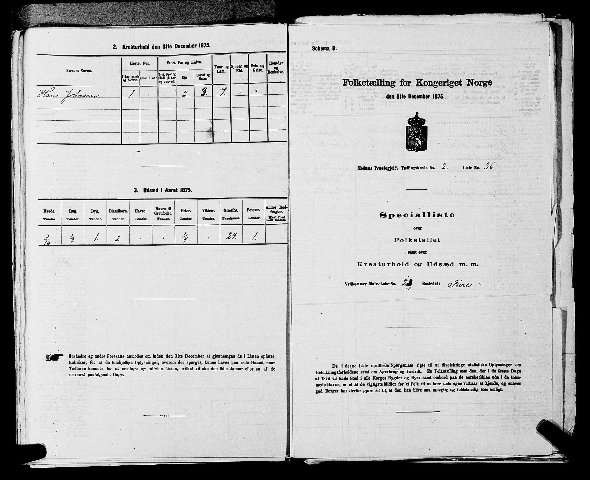 SAKO, 1875 census for 0623P Modum, 1875, p. 304