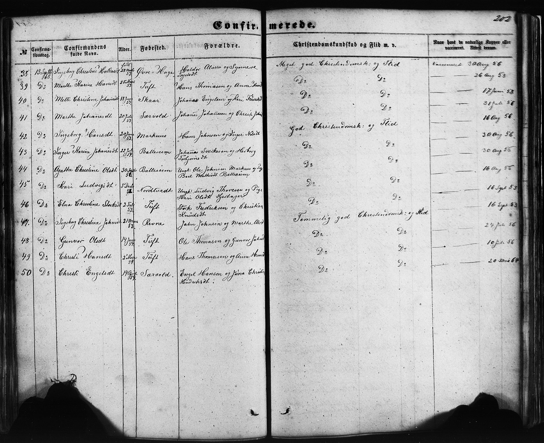 Fusa sokneprestembete, AV/SAB-A-75401/H/Haa: Parish register (official) no. A 1I, 1855-1879, p. 202