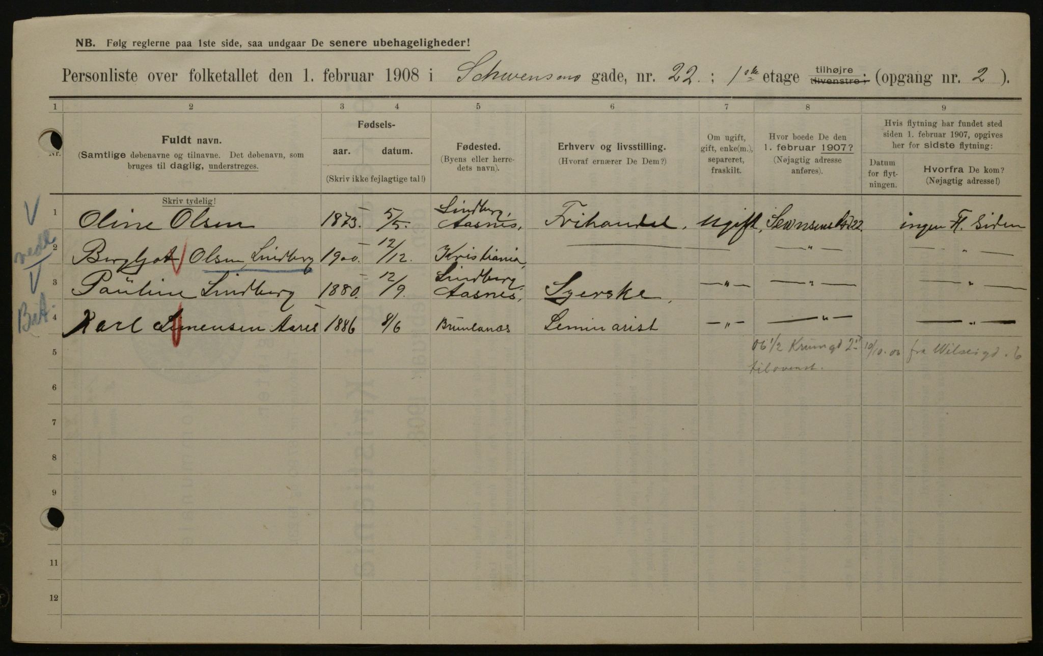 OBA, Municipal Census 1908 for Kristiania, 1908, p. 83620