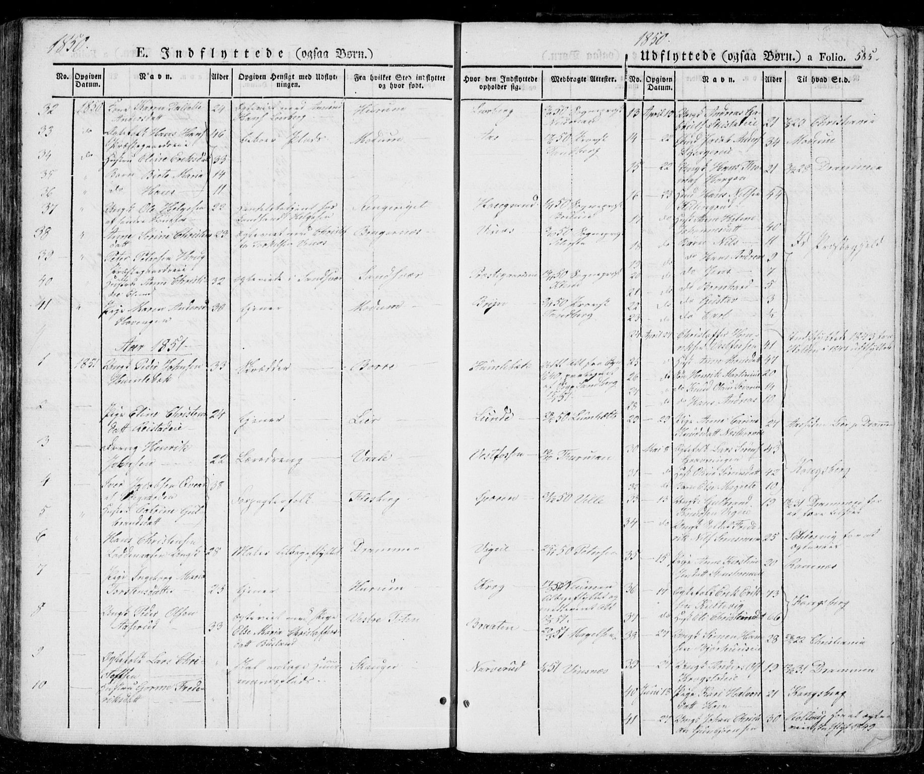 Eiker kirkebøker, AV/SAKO-A-4/G/Ga/L0002: Parish register (copy) no. I 2, 1832-1856, p. 585