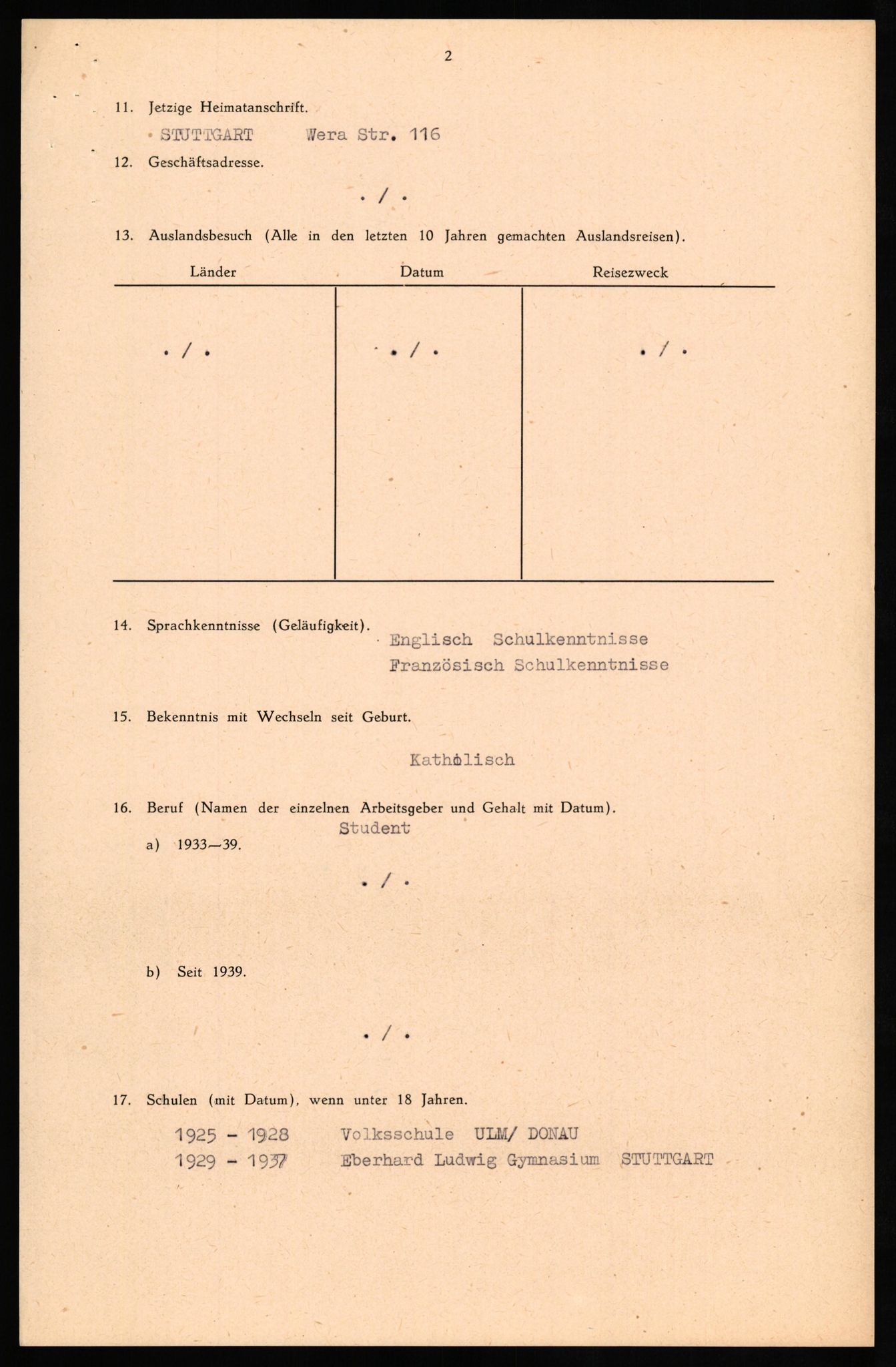 Forsvaret, Forsvarets overkommando II, AV/RA-RAFA-3915/D/Db/L0029: CI Questionaires. Tyske okkupasjonsstyrker i Norge. Tyskere., 1945-1946, p. 100