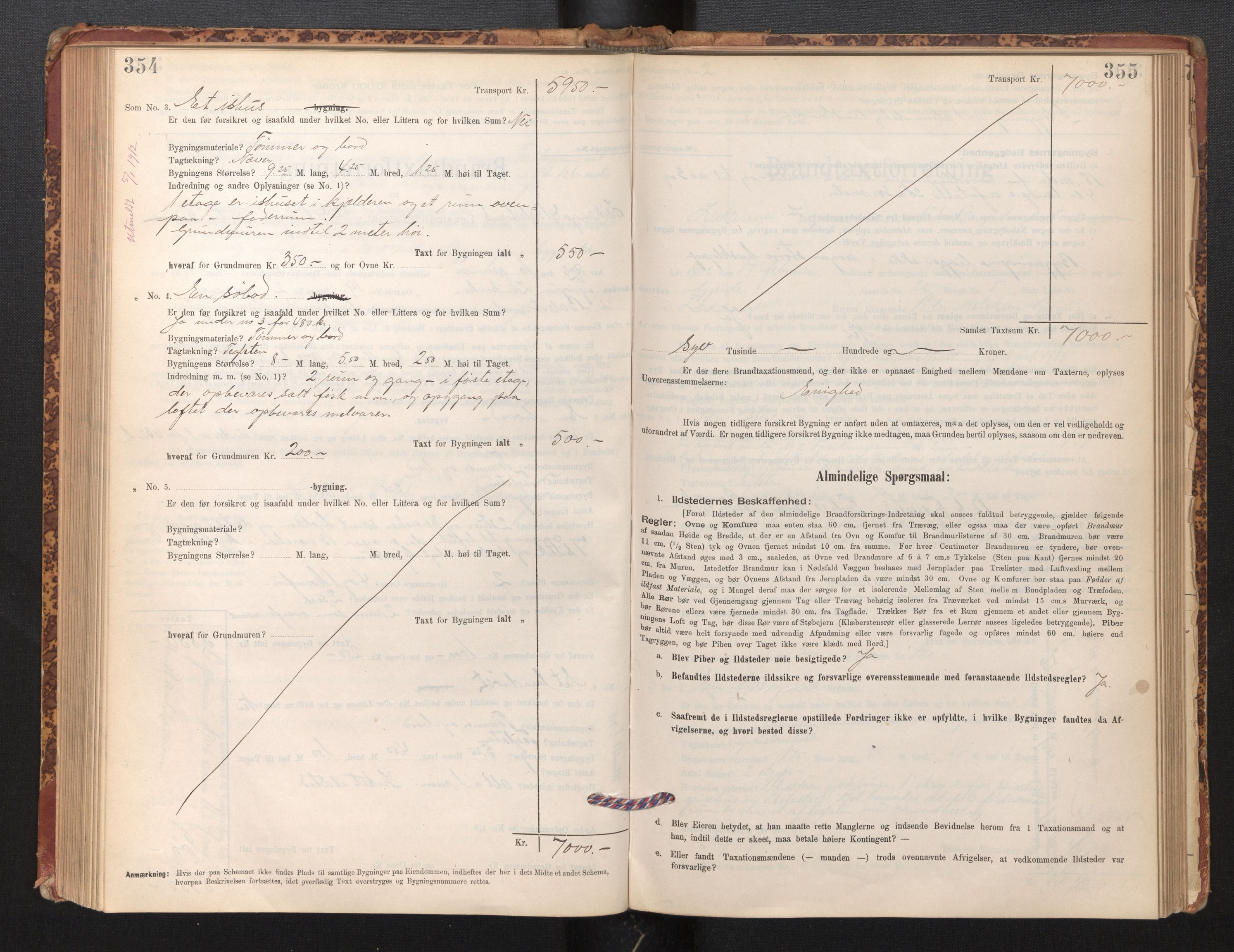 Lensmannen i Leikanger, AV/SAB-A-29201/0012/L0004: Branntakstprotokoll, skjematakst, 1894-1903, p. 354-355