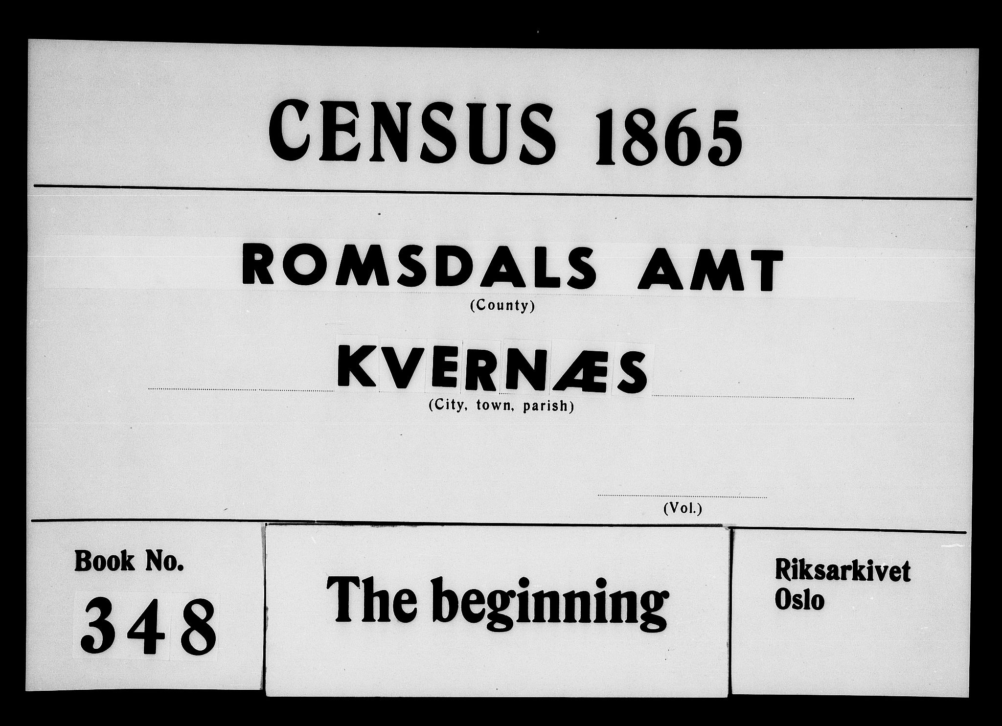 RA, 1865 census for Kvernes, 1865, p. 1