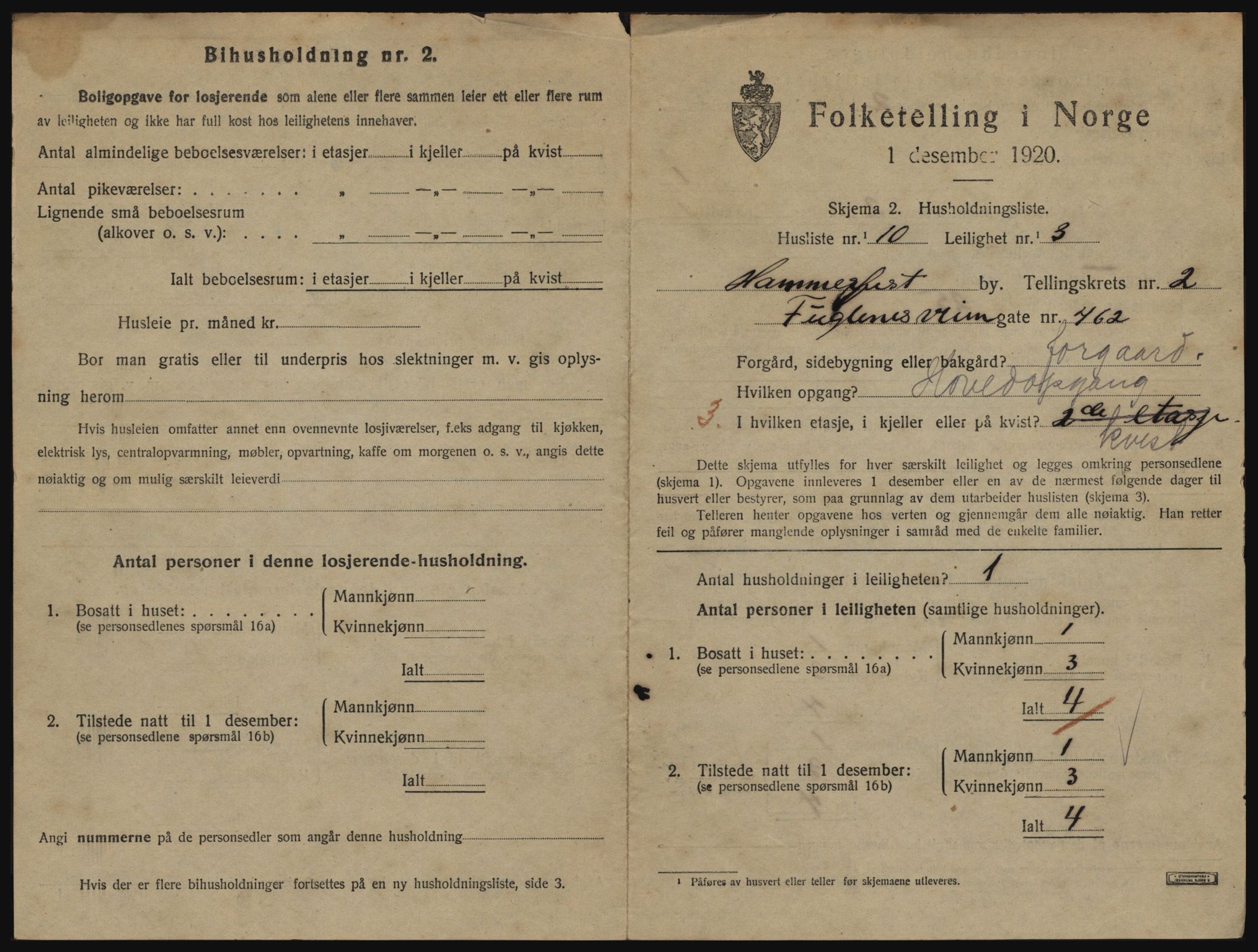 SATØ, 1920 census for Hammerfest, 1920, p. 1916