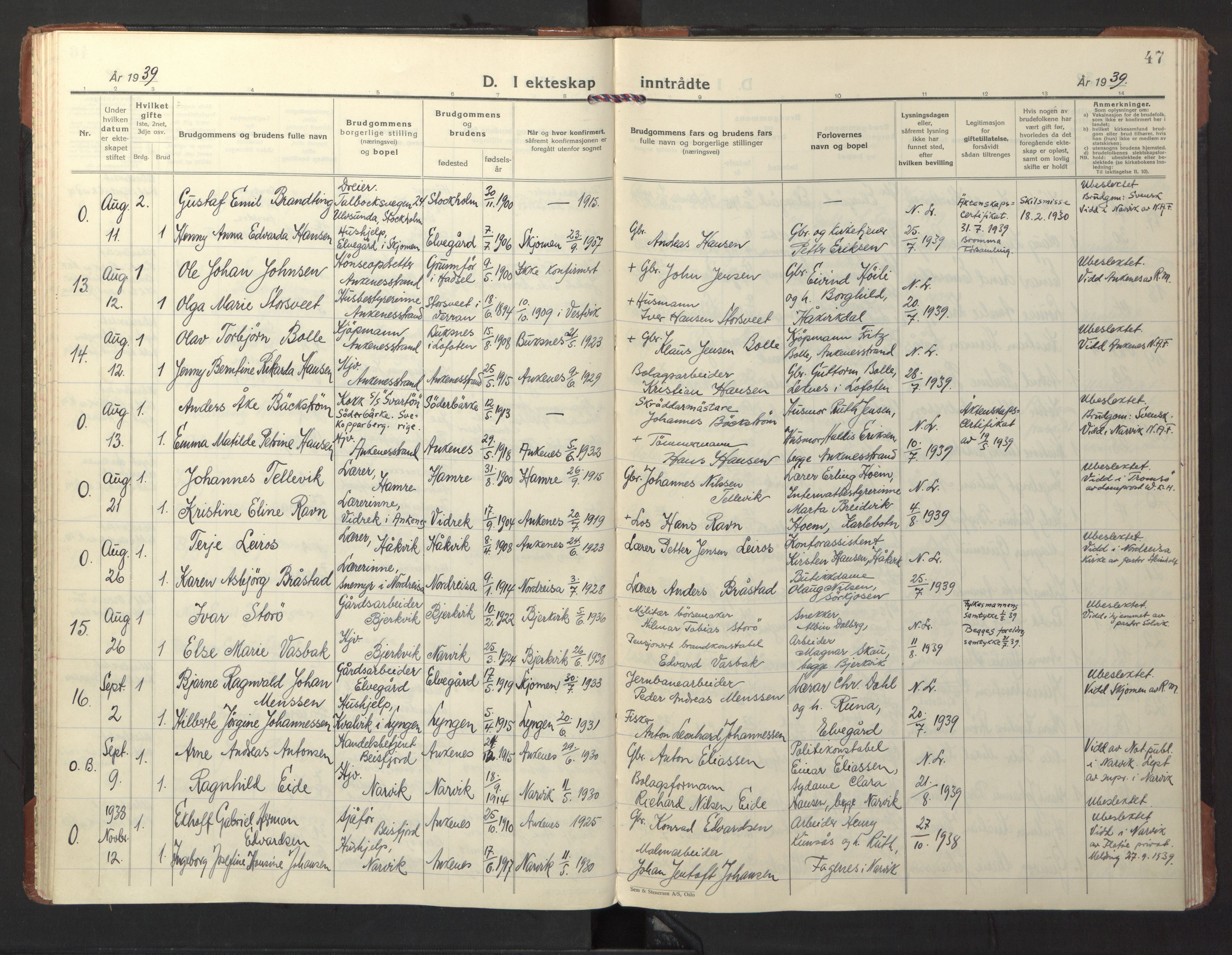 Ministerialprotokoller, klokkerbøker og fødselsregistre - Nordland, AV/SAT-A-1459/866/L0948: Parish register (official) no. 866A11, 1929-1949, p. 47