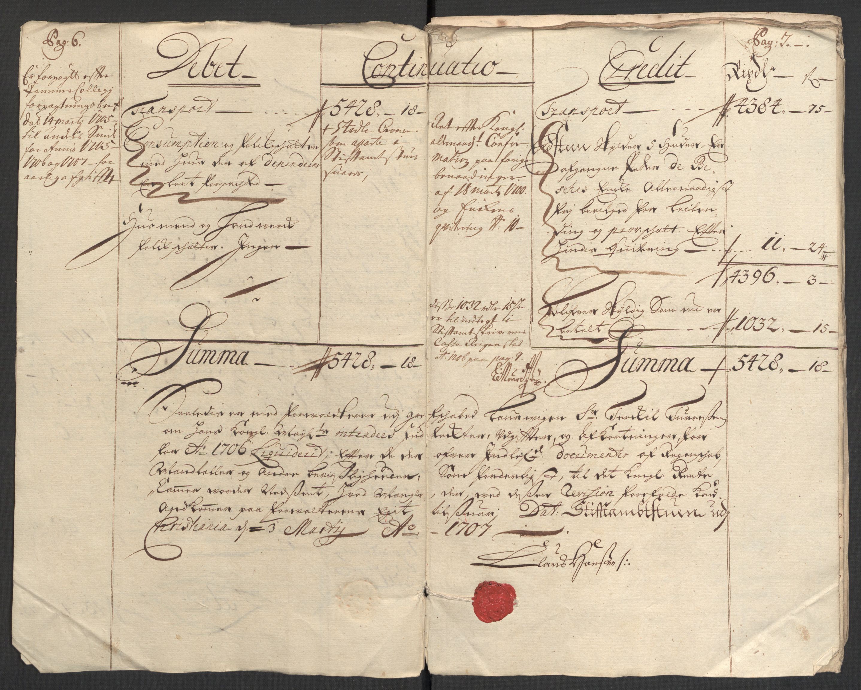 Rentekammeret inntil 1814, Reviderte regnskaper, Fogderegnskap, AV/RA-EA-4092/R33/L1979: Fogderegnskap Larvik grevskap, 1706, p. 6