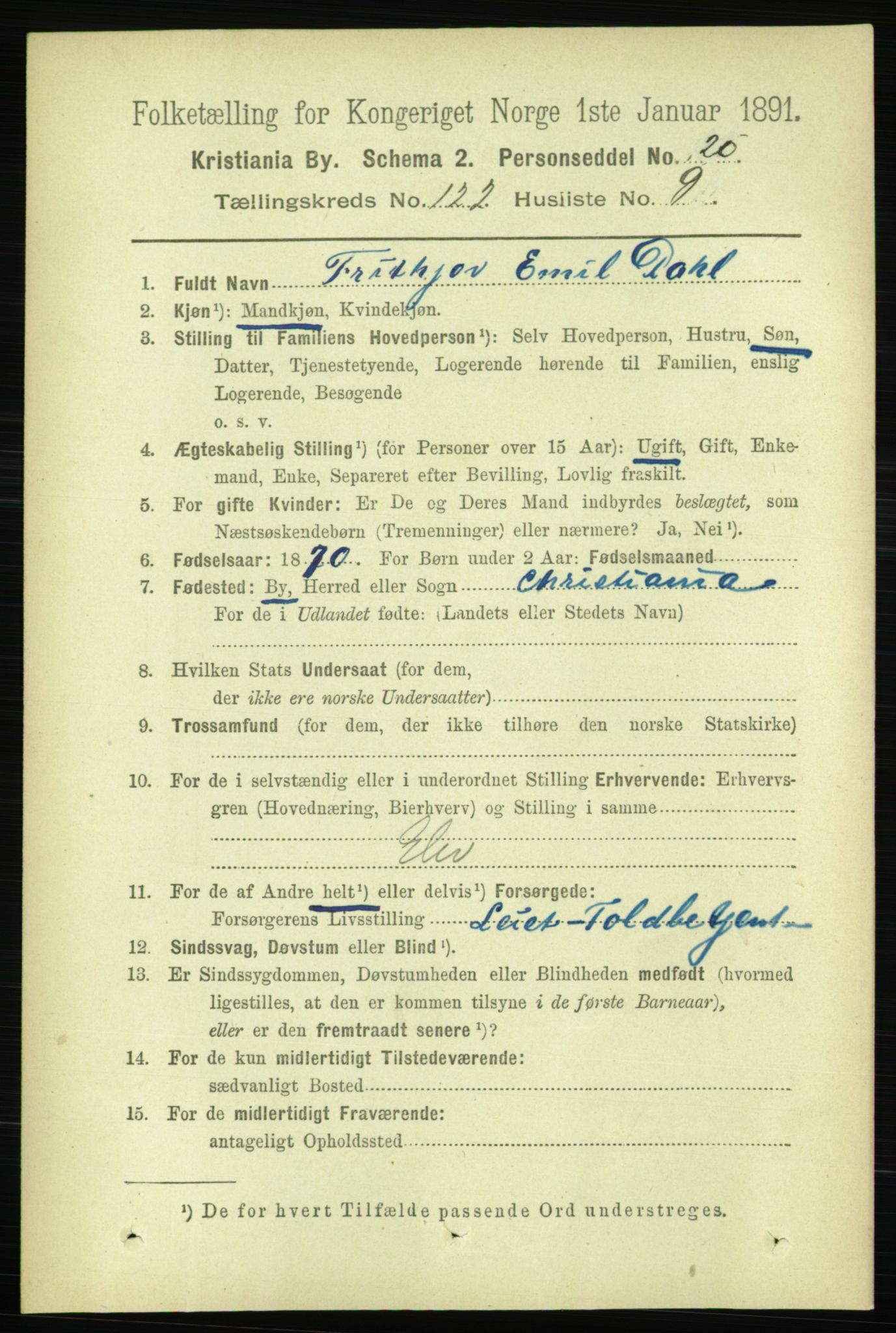 RA, 1891 census for 0301 Kristiania, 1891, p. 65014