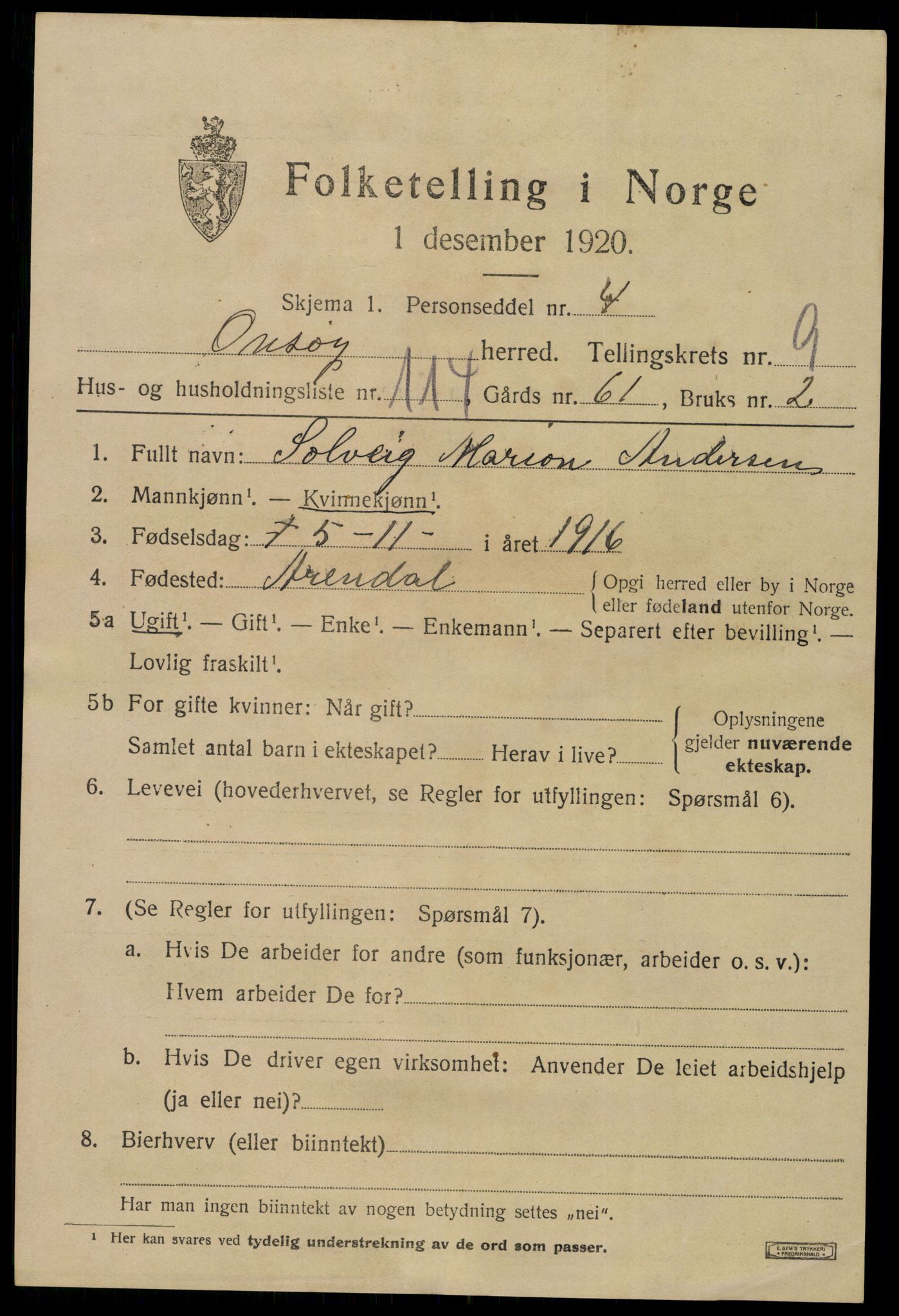 SAO, 1920 census for Onsøy, 1920, p. 13524