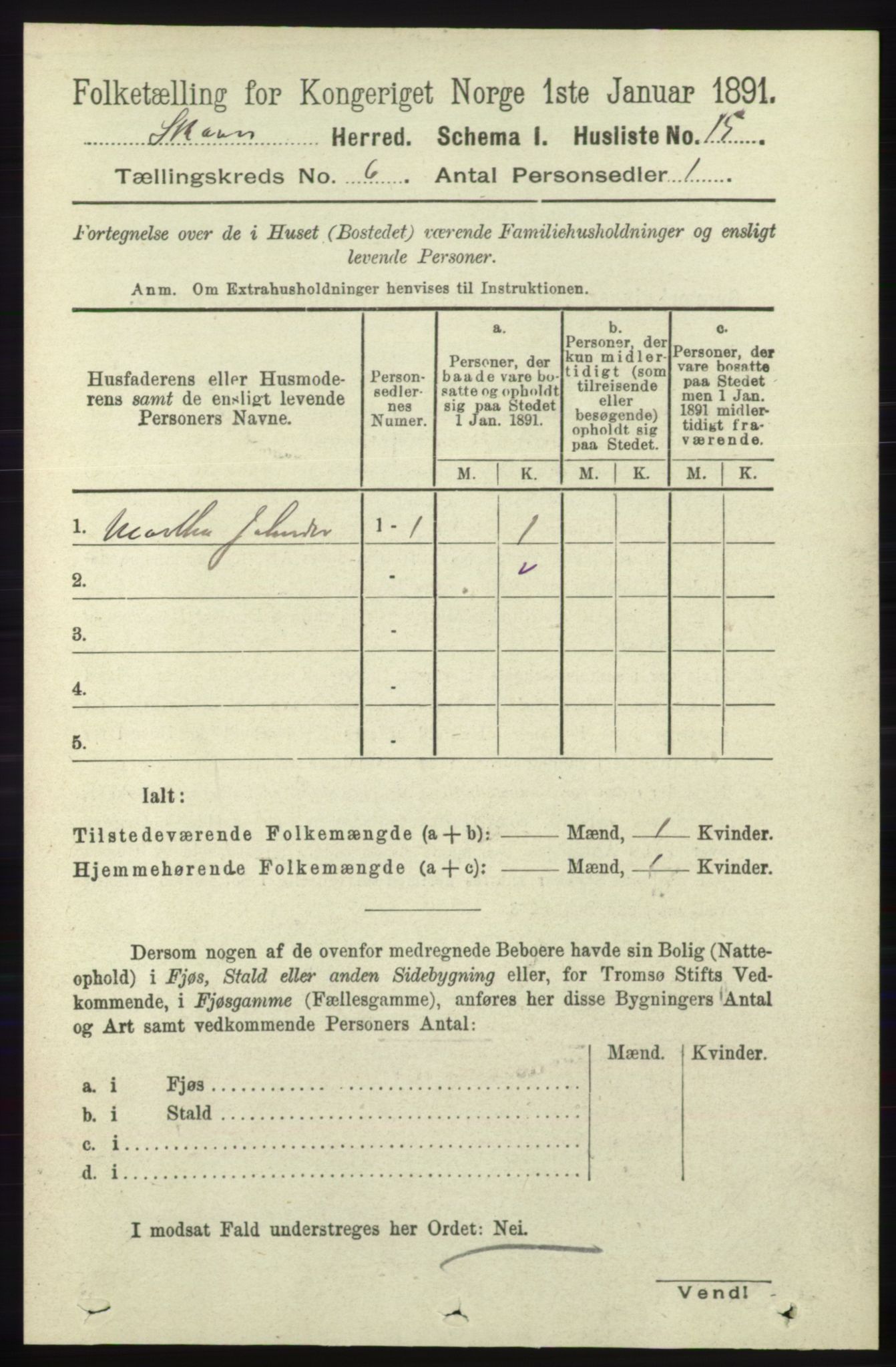 RA, 1891 census for 1153 Skåre, 1891, p. 2385