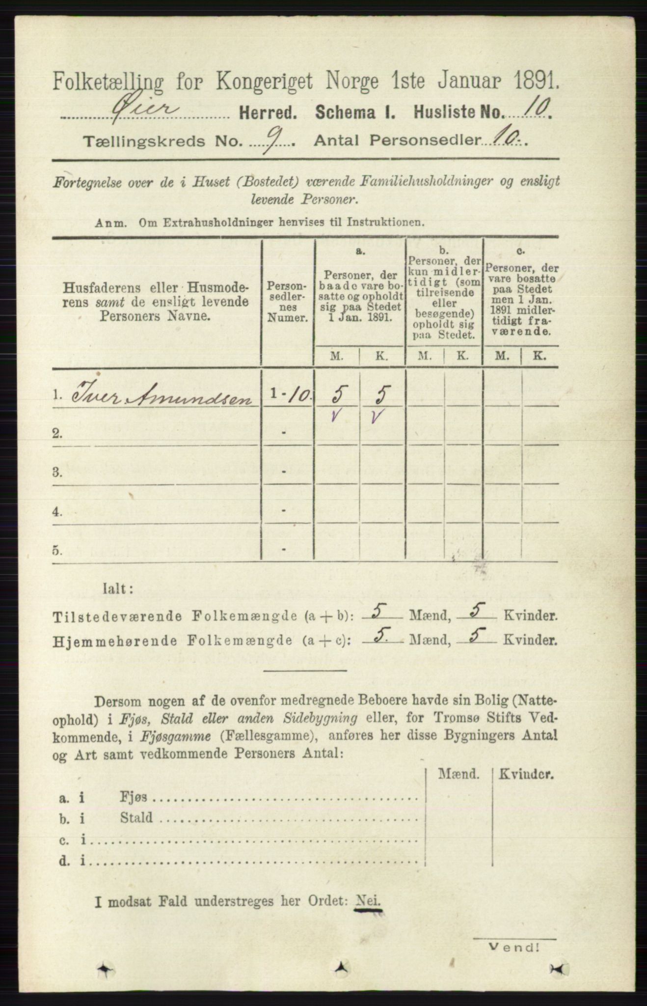 RA, 1891 census for 0521 Øyer, 1891, p. 3093