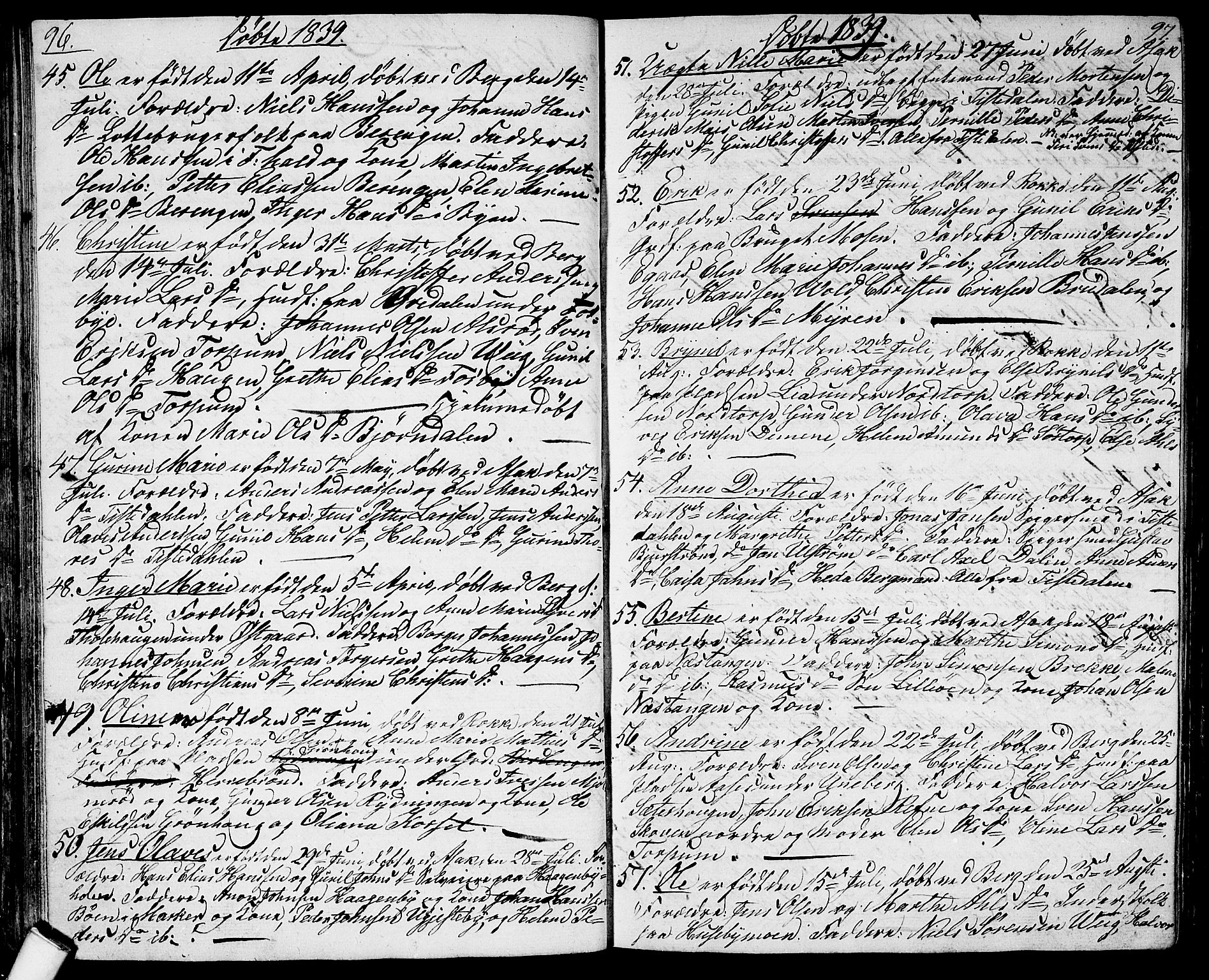 Berg prestekontor Kirkebøker, SAO/A-10902/G/Ga/L0002: Parish register (copy) no. I 2, 1832-1844, p. 96-97