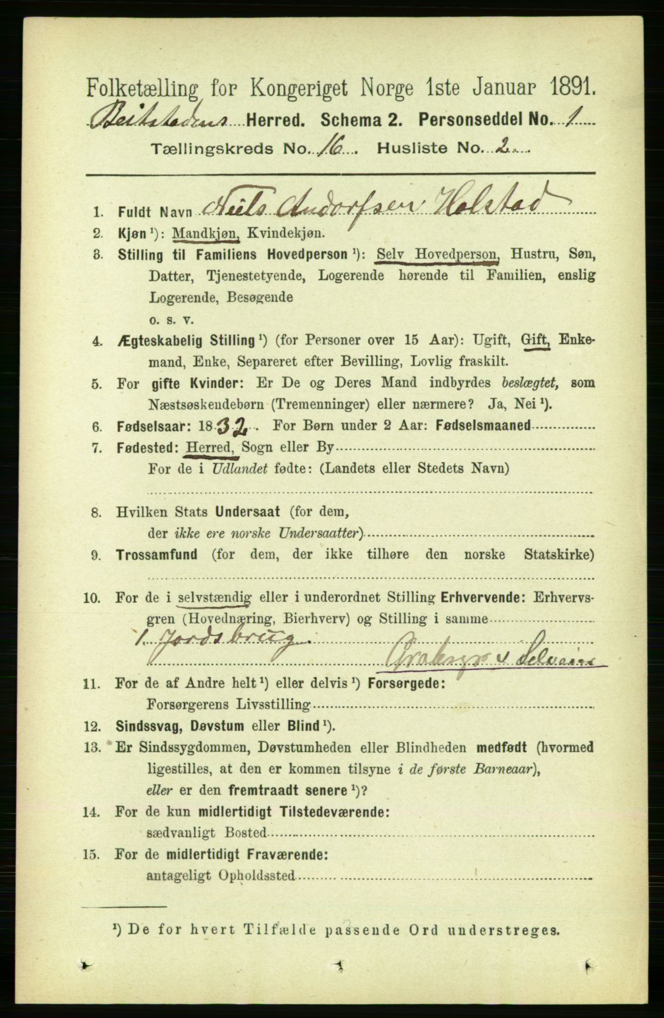 RA, 1891 census for 1727 Beitstad, 1891, p. 4173