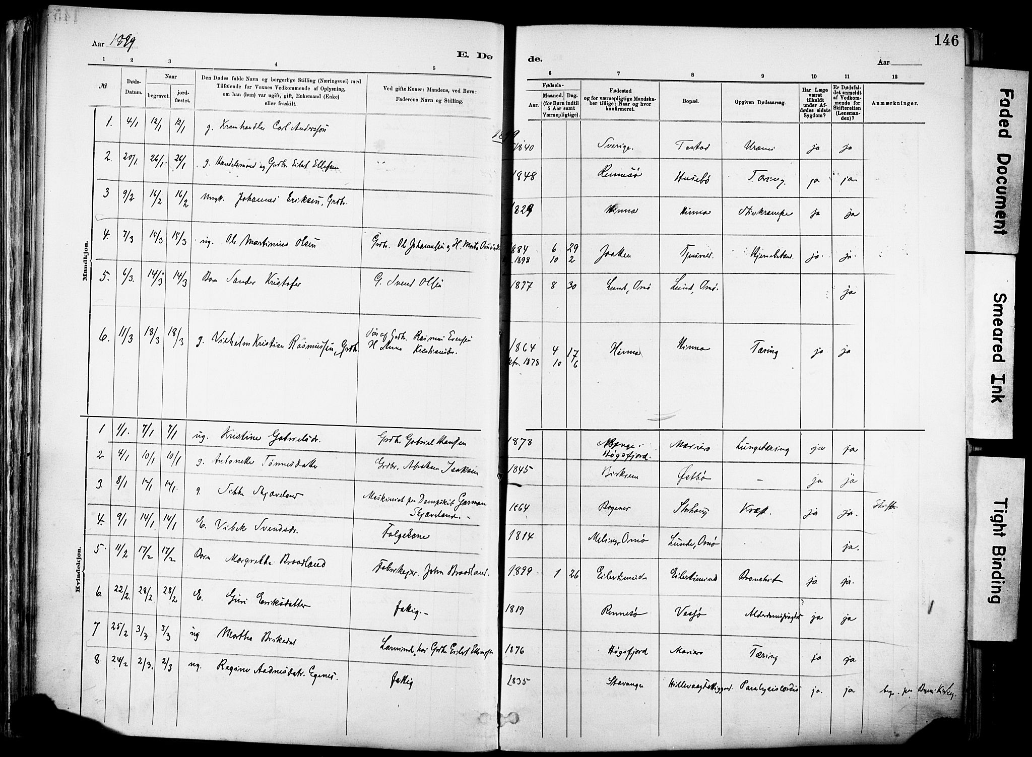 Hetland sokneprestkontor, SAST/A-101826/30/30BA/L0012: Parish register (official) no. A 12, 1882-1912, p. 146
