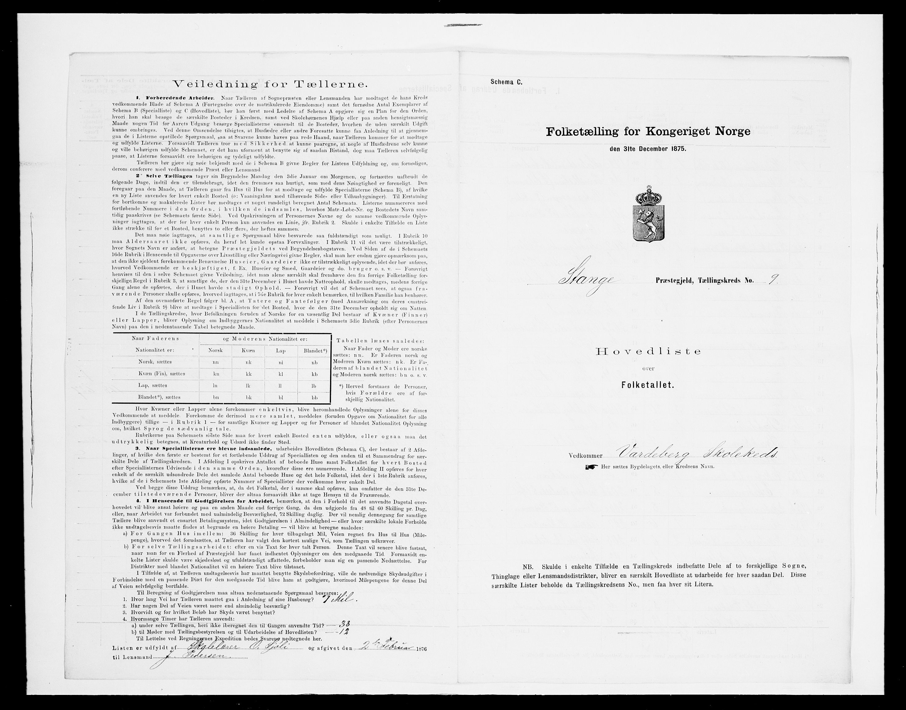 SAH, 1875 census for 0417P Stange, 1875, p. 46