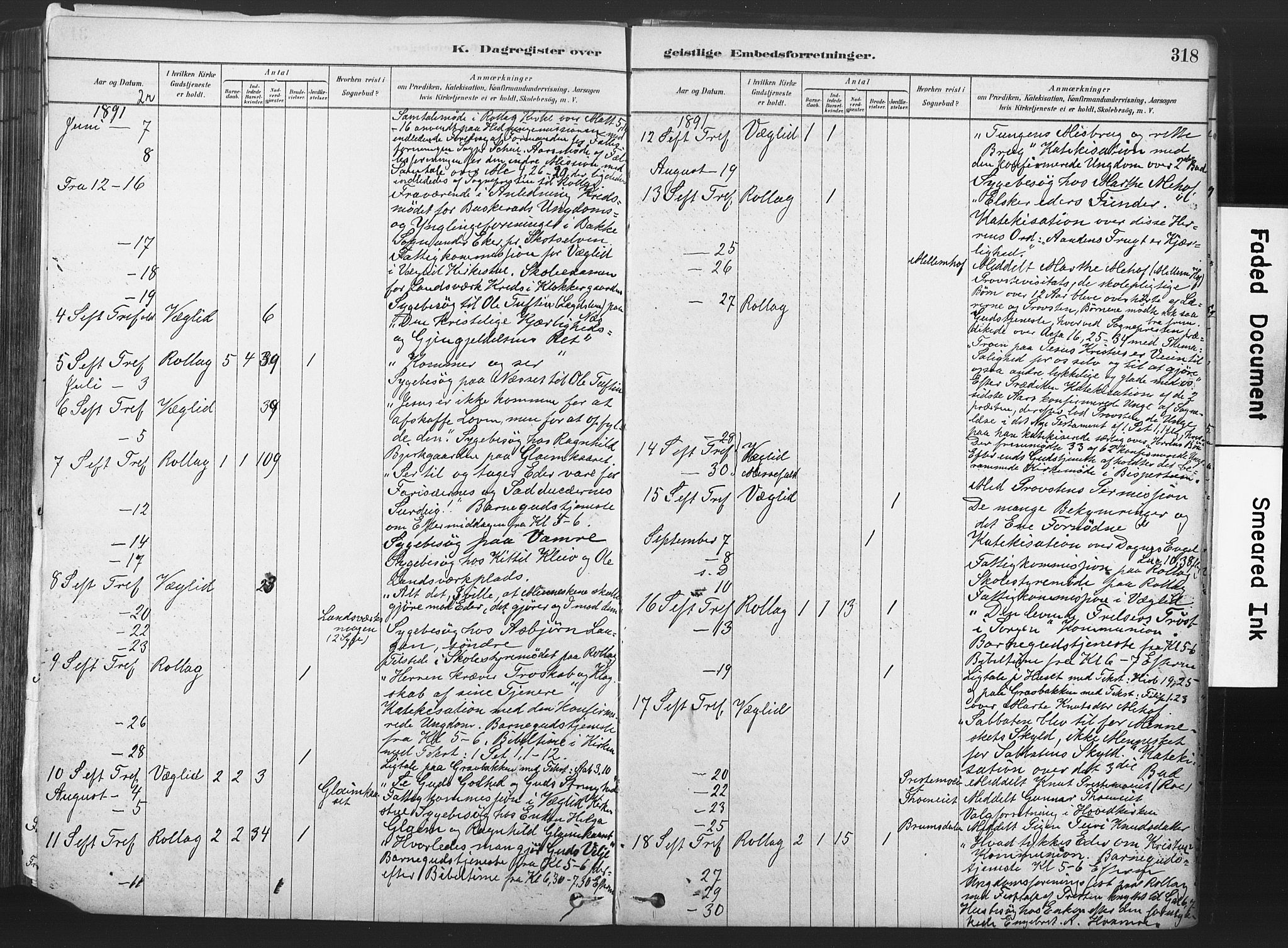 Rollag kirkebøker, AV/SAKO-A-240/F/Fa/L0011: Parish register (official) no. I 11, 1878-1902, p. 318