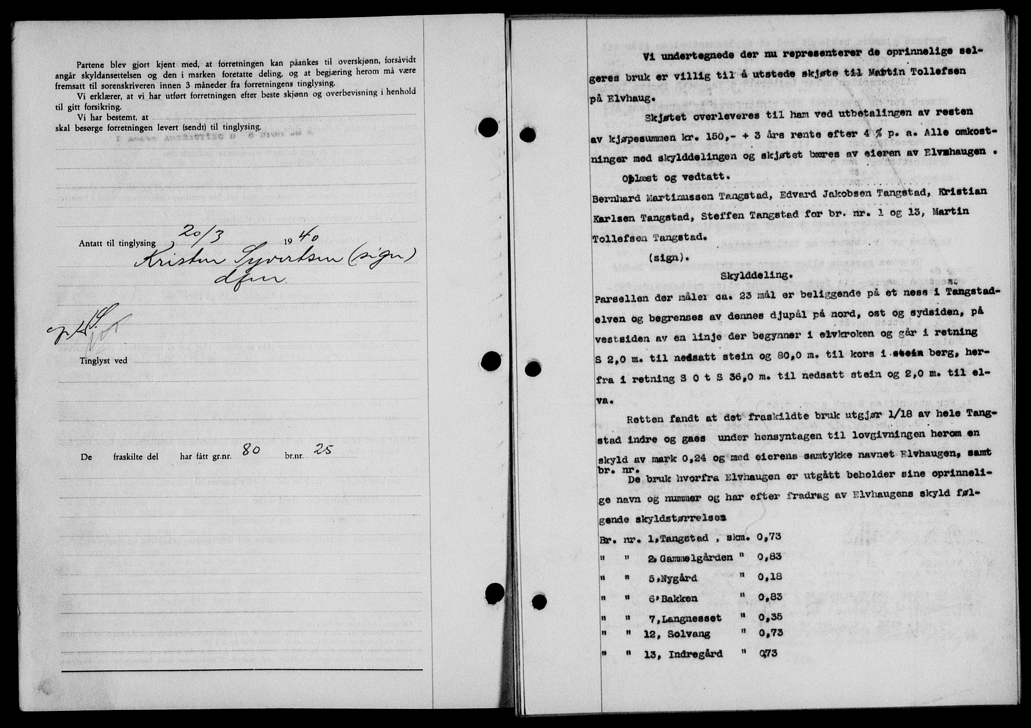 Lofoten sorenskriveri, SAT/A-0017/1/2/2C/L0007a: Mortgage book no. 7a, 1939-1940, Diary no: : 402/1940