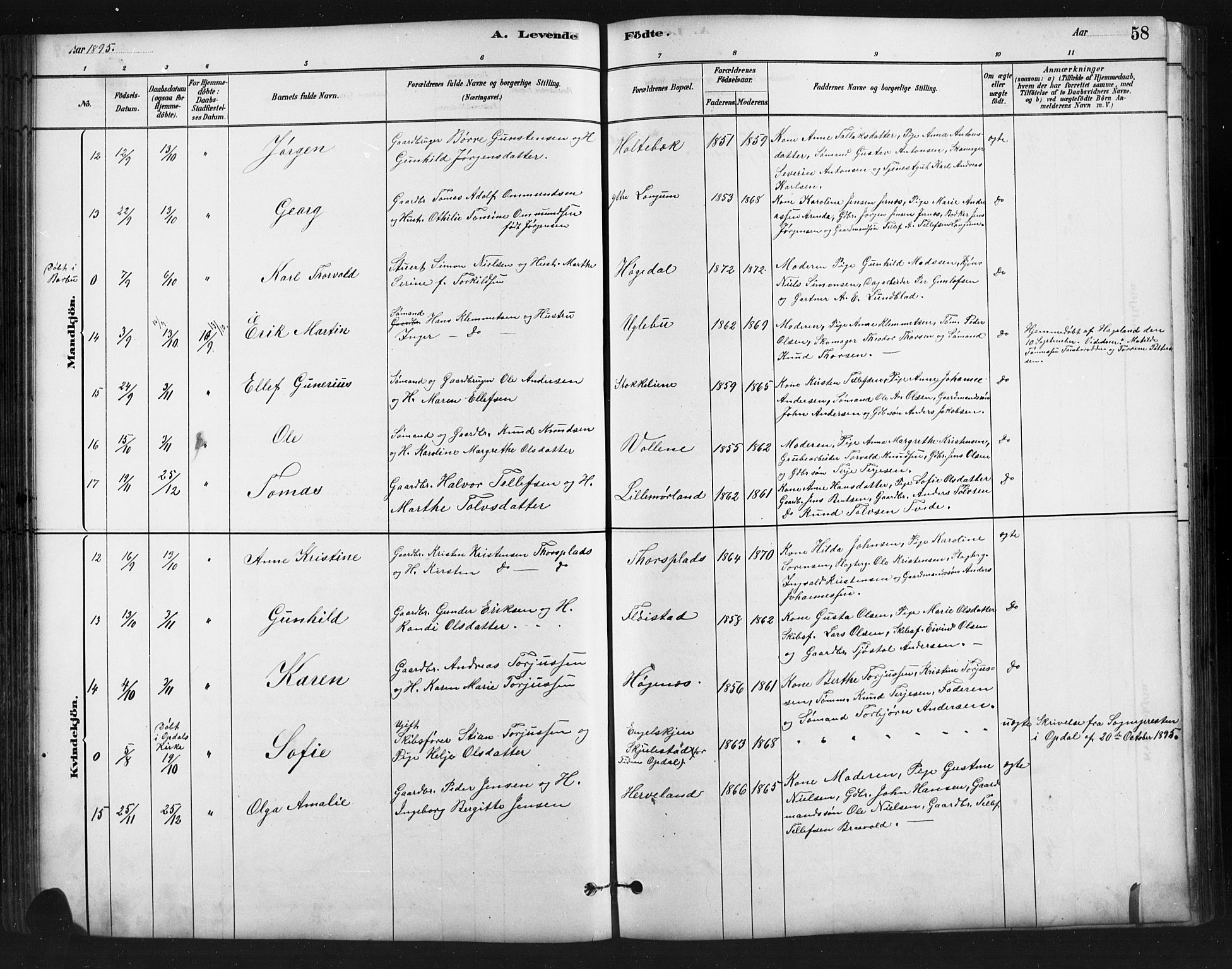 Austre Moland sokneprestkontor, SAK/1111-0001/F/Fb/Fba/L0003: Parish register (copy) no. B 3, 1879-1914, p. 58
