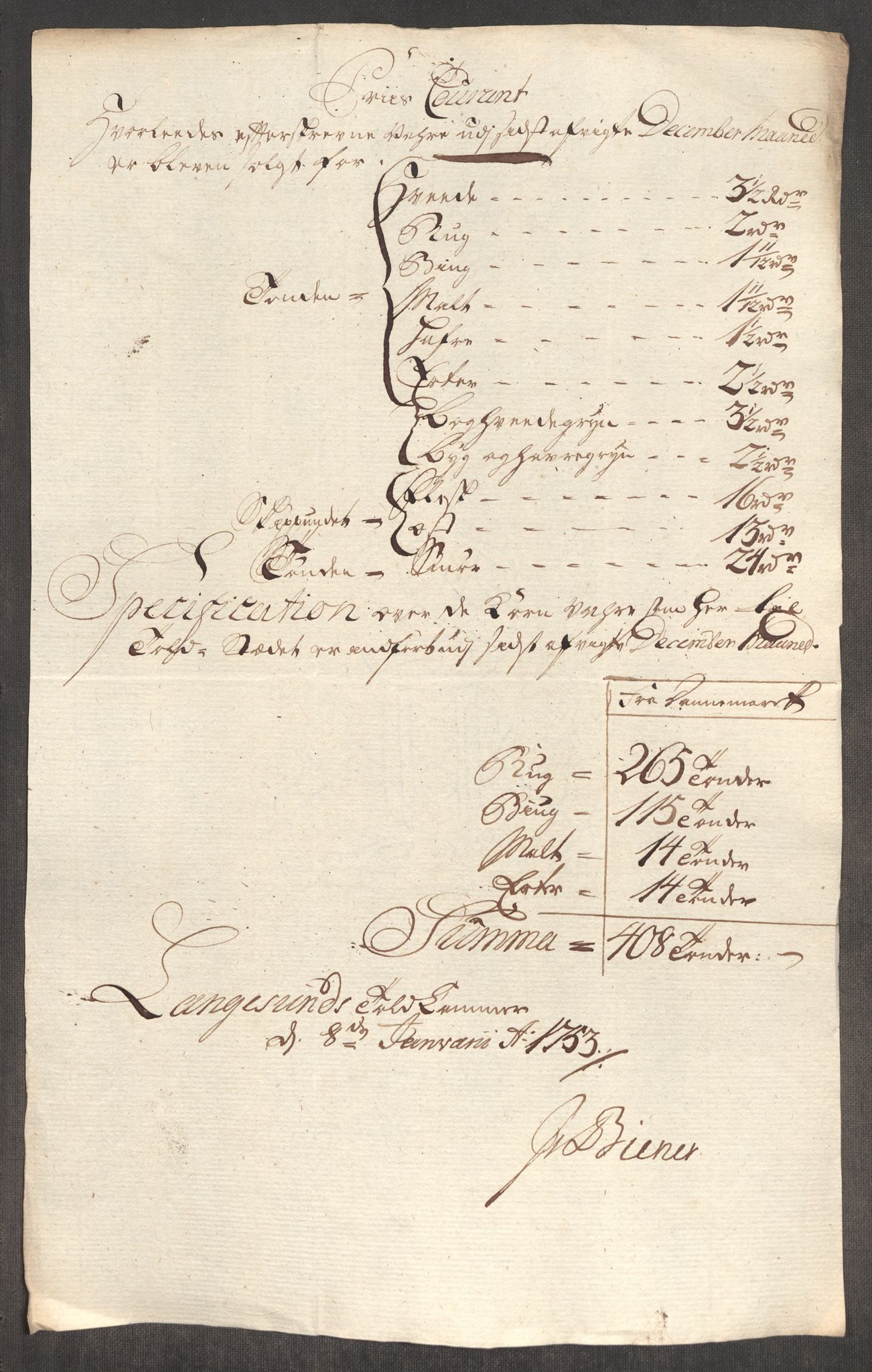 Rentekammeret inntil 1814, Realistisk ordnet avdeling, RA/EA-4070/Oe/L0004: [Ø1]: Priskuranter, 1749-1752, p. 924