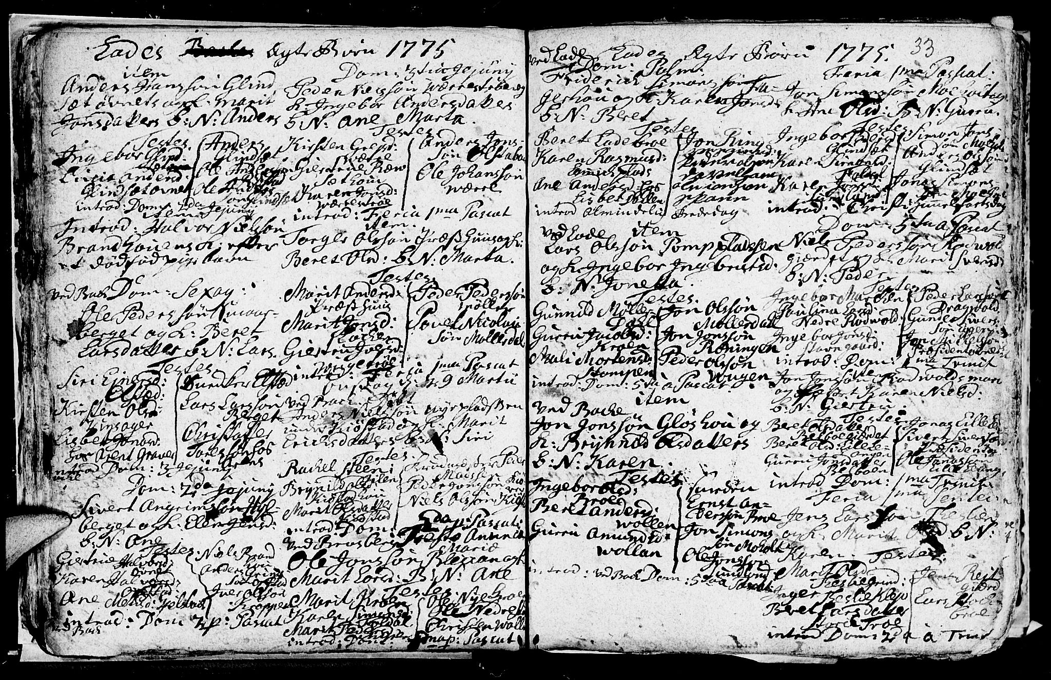 Ministerialprotokoller, klokkerbøker og fødselsregistre - Sør-Trøndelag, SAT/A-1456/606/L0305: Parish register (copy) no. 606C01, 1757-1819, p. 33