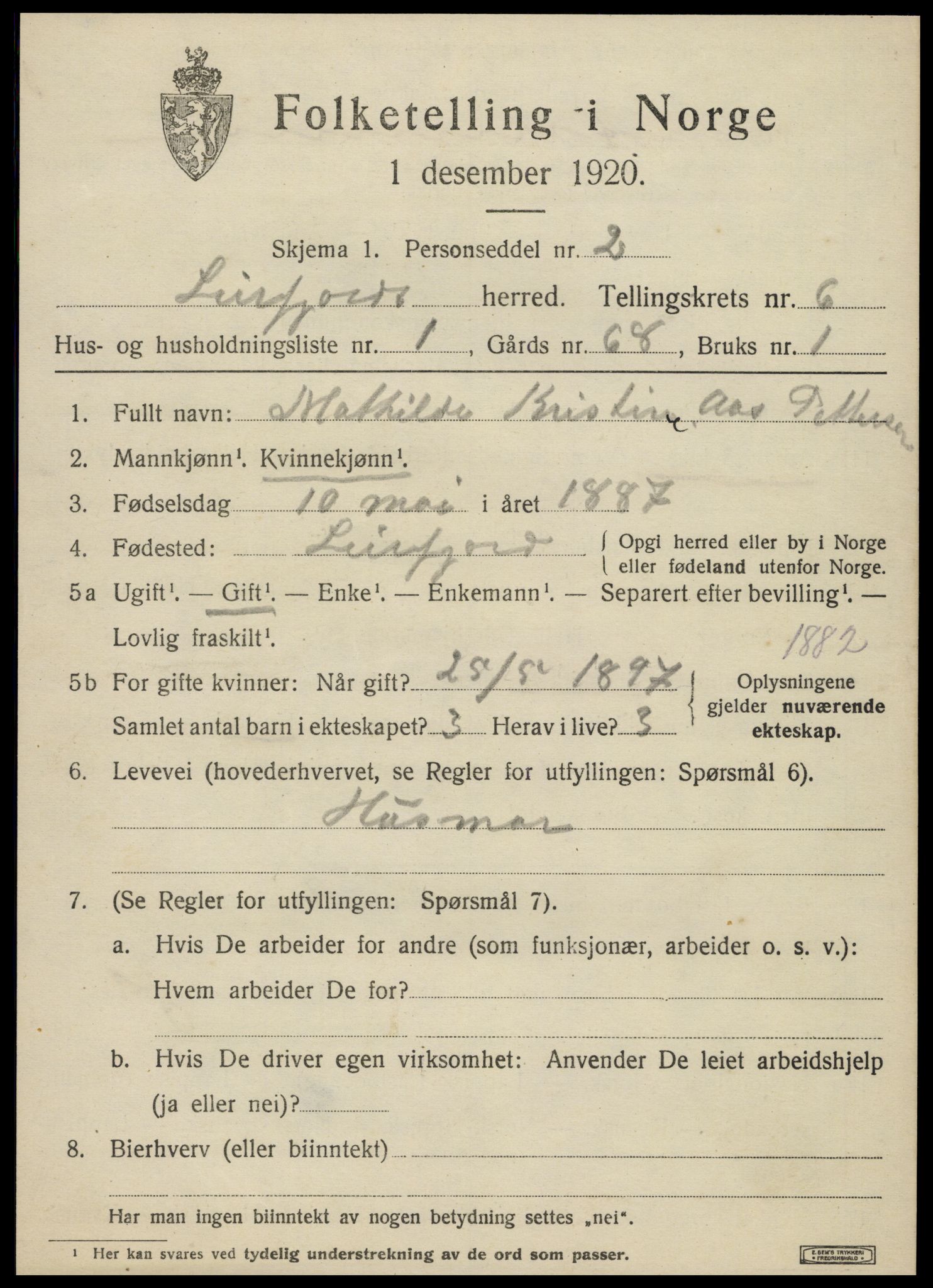 SAT, 1920 census for Leirfjord, 1920, p. 3815