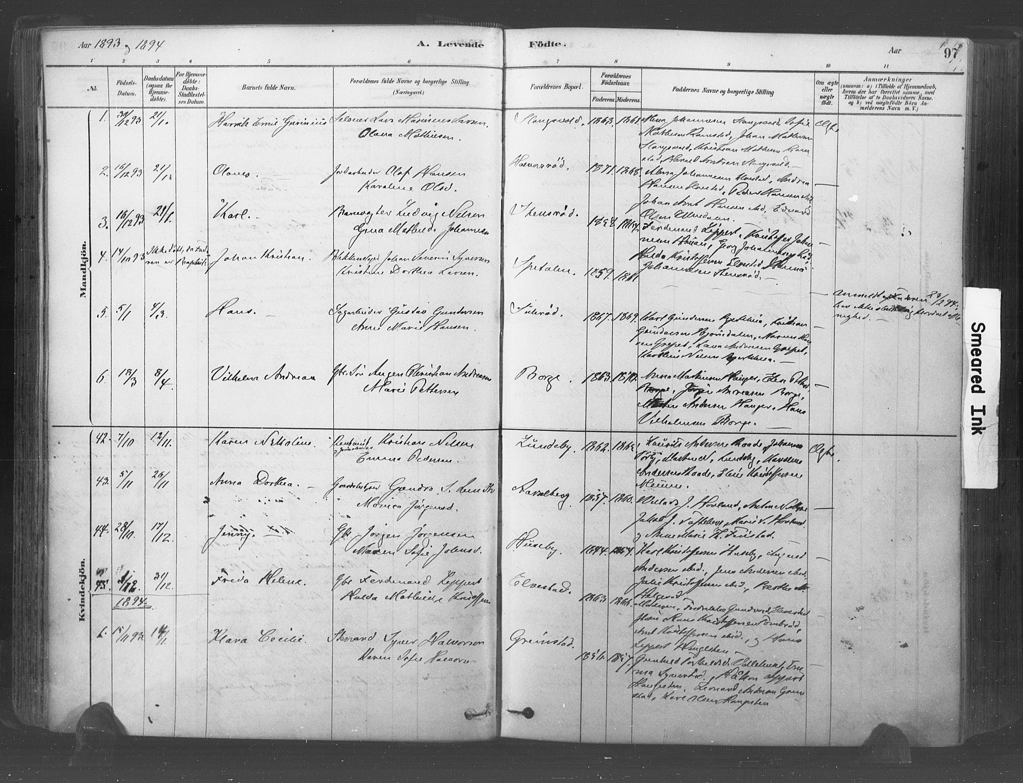 Råde prestekontor kirkebøker, AV/SAO-A-2009/F/Fa/L0007: Parish register (official) no. 7, 1878-1902, p. 97