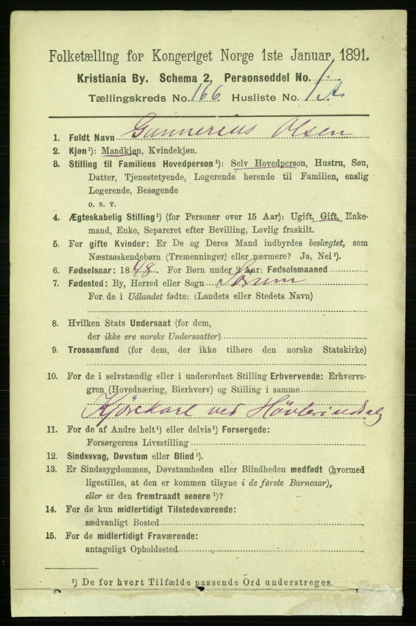 RA, 1891 census for 0301 Kristiania, 1891, p. 96110