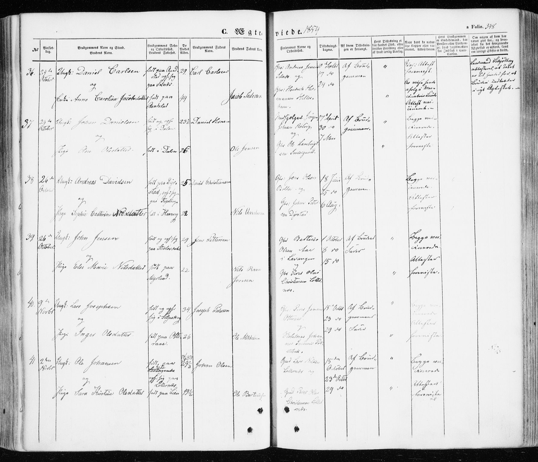 Ibestad sokneprestembete, SATØ/S-0077/H/Ha/Haa/L0008kirke: Parish register (official) no. 8, 1850-1859, p. 348