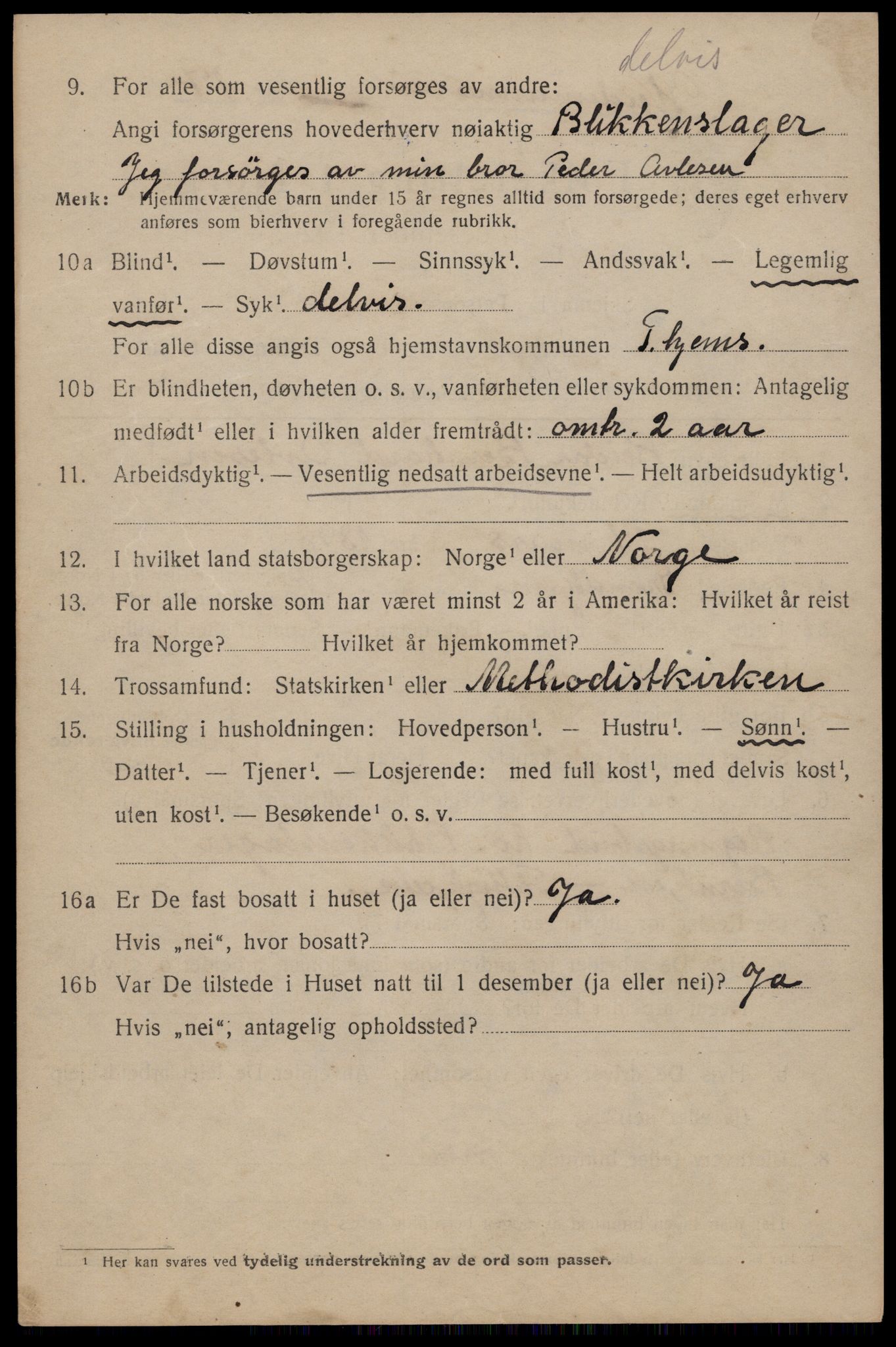 SAT, 1920 census for Trondheim, 1920, p. 111255