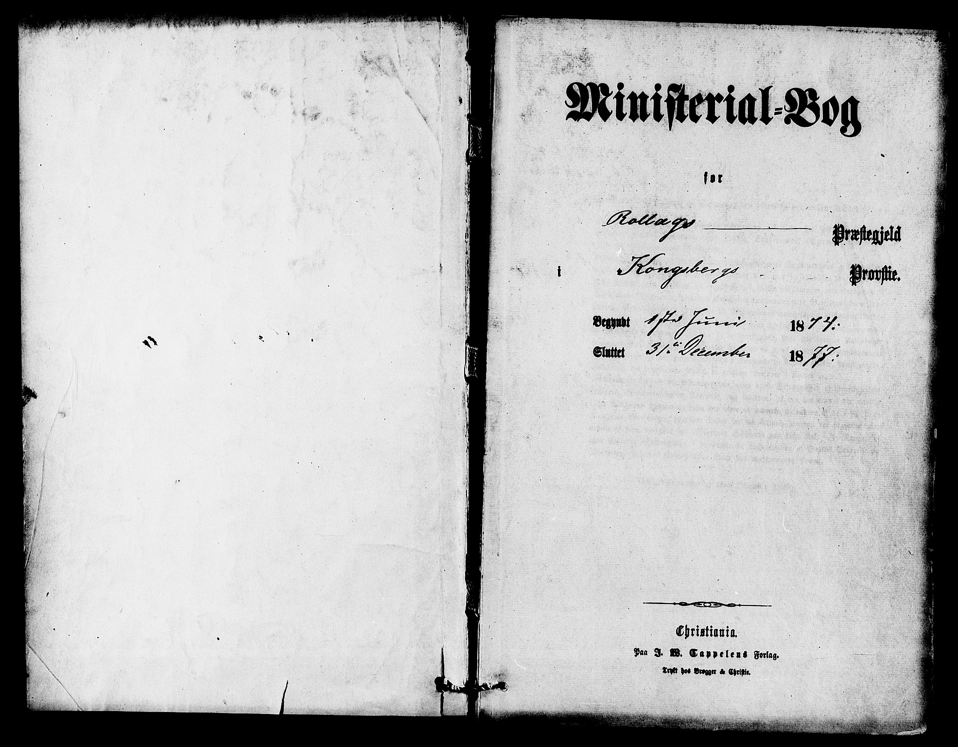 Rollag kirkebøker, SAKO/A-240/F/Fa/L0010: Parish register (official) no. I 10, 1874-1877, p. 1