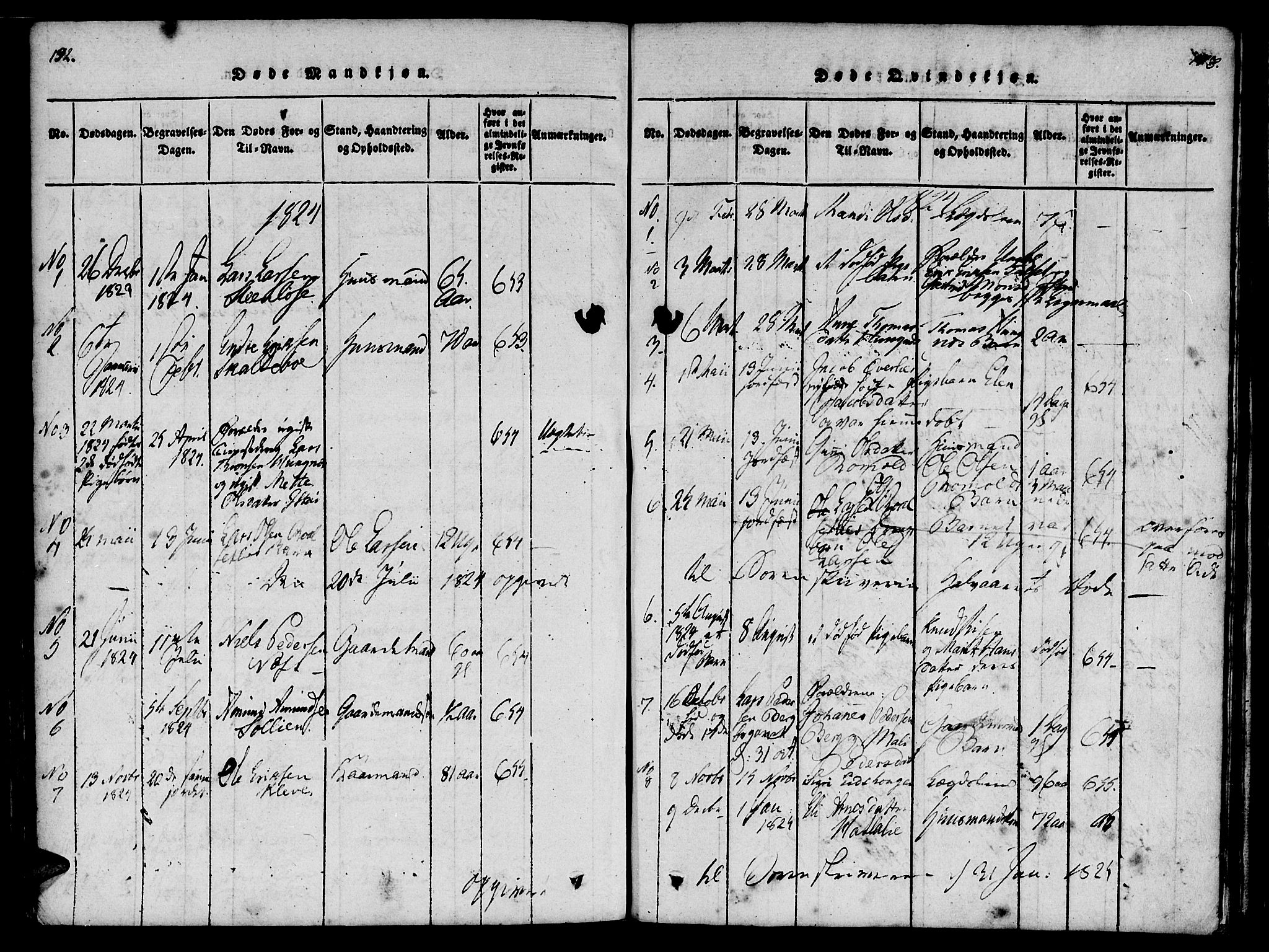 Ministerialprotokoller, klokkerbøker og fødselsregistre - Møre og Romsdal, SAT/A-1454/557/L0679: Parish register (official) no. 557A01, 1818-1843, p. 192-193